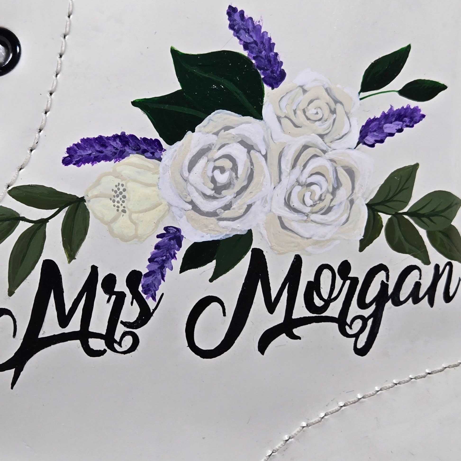 Personalised Wedding Flowers desig with Date & Married Name – Custom Bridal Dr. Martens
