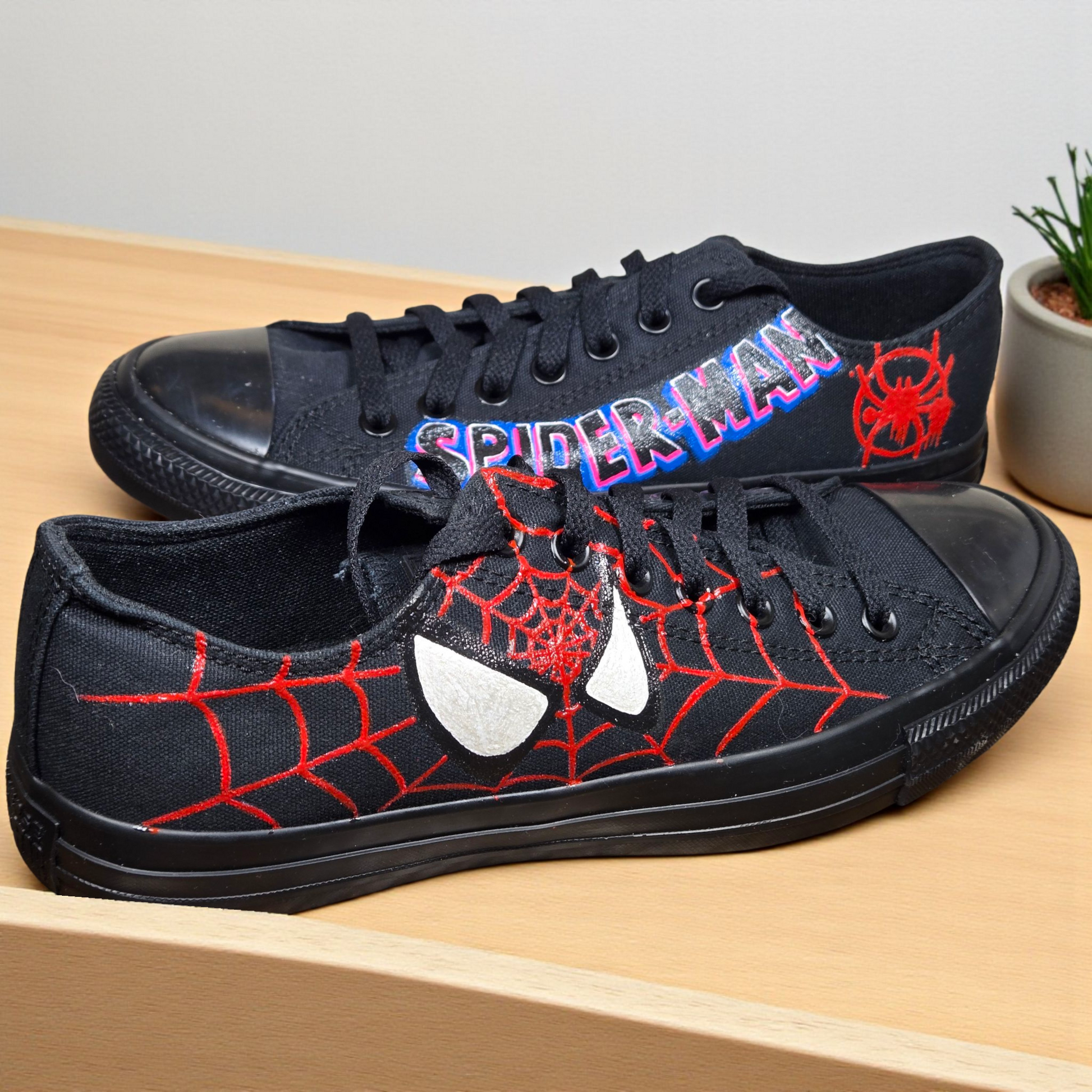 Custom Spiderman Canvas Trainers – Hand-Painted Superhero Shoes