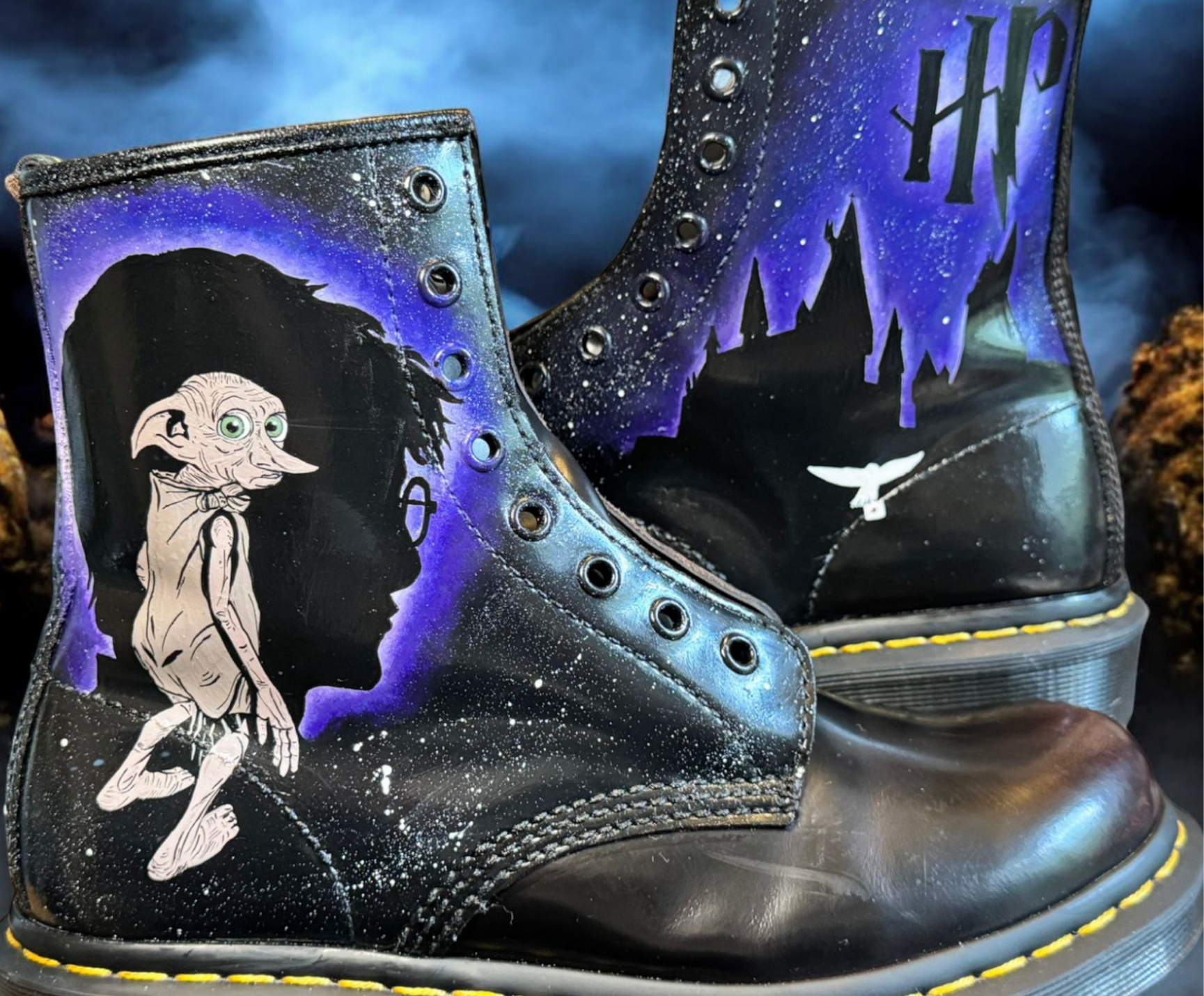 Custom Dobby Dr. Martens – Hand-Painted Harry Potter Leather Boots