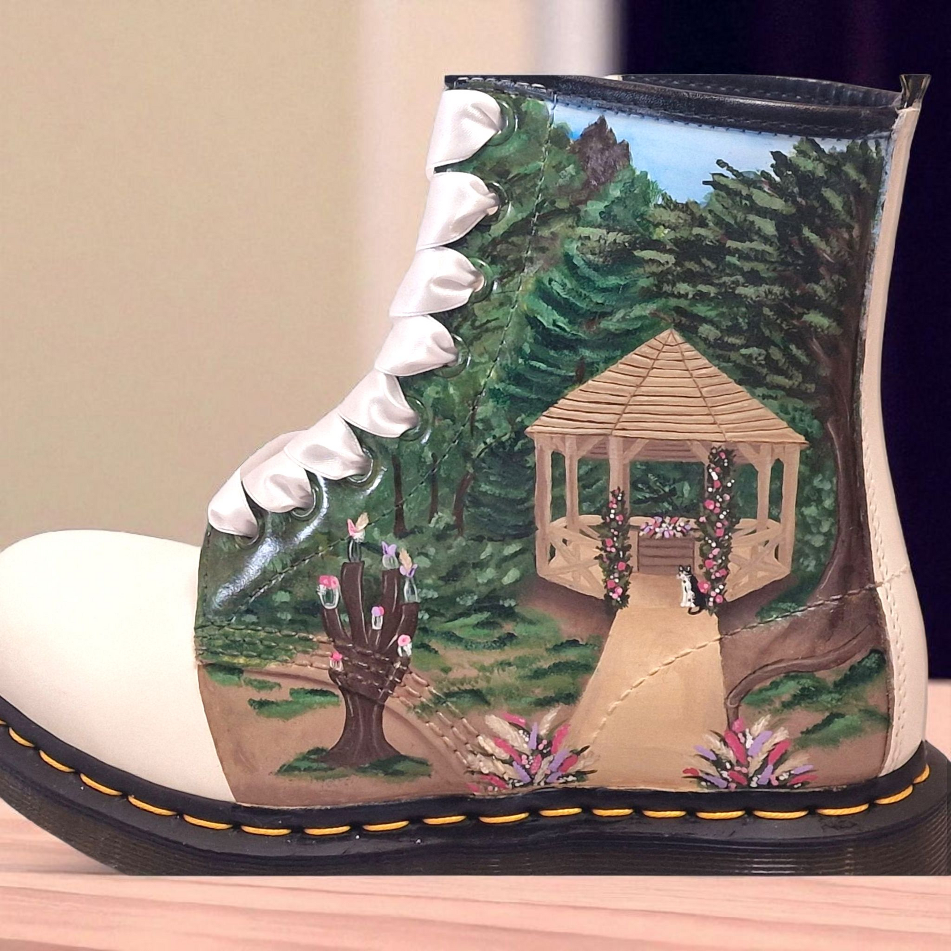 Custom Hand-Painted Wedding Dr. Martens – Floral & Venue Design Bridal Boots