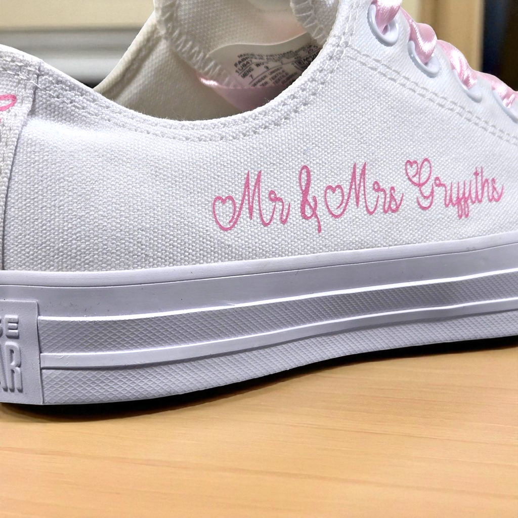 Bridal Converse with Pink Laces & Crystal Toe Caps
