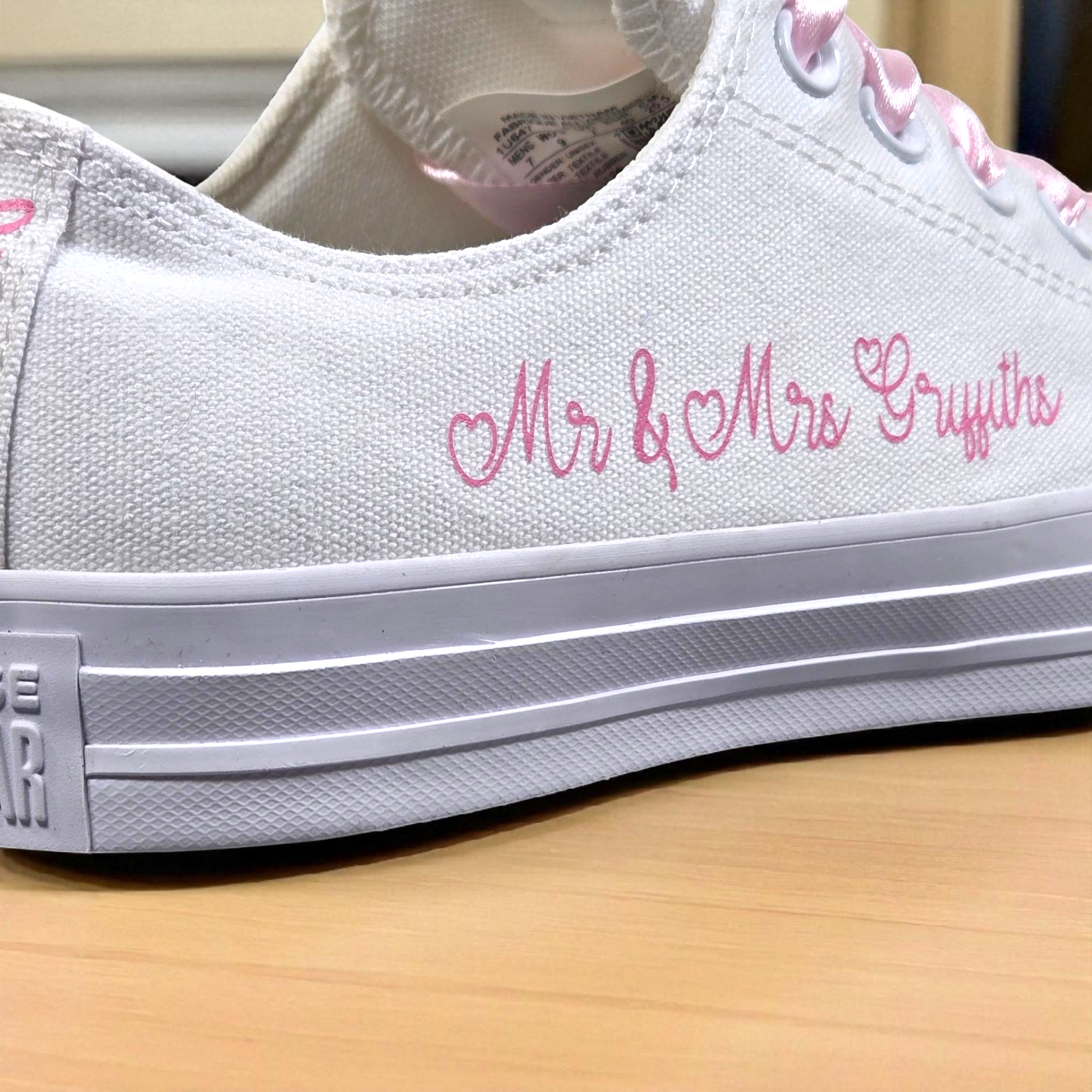 Bridal Converse with Pink Laces & Crystal Toe Caps