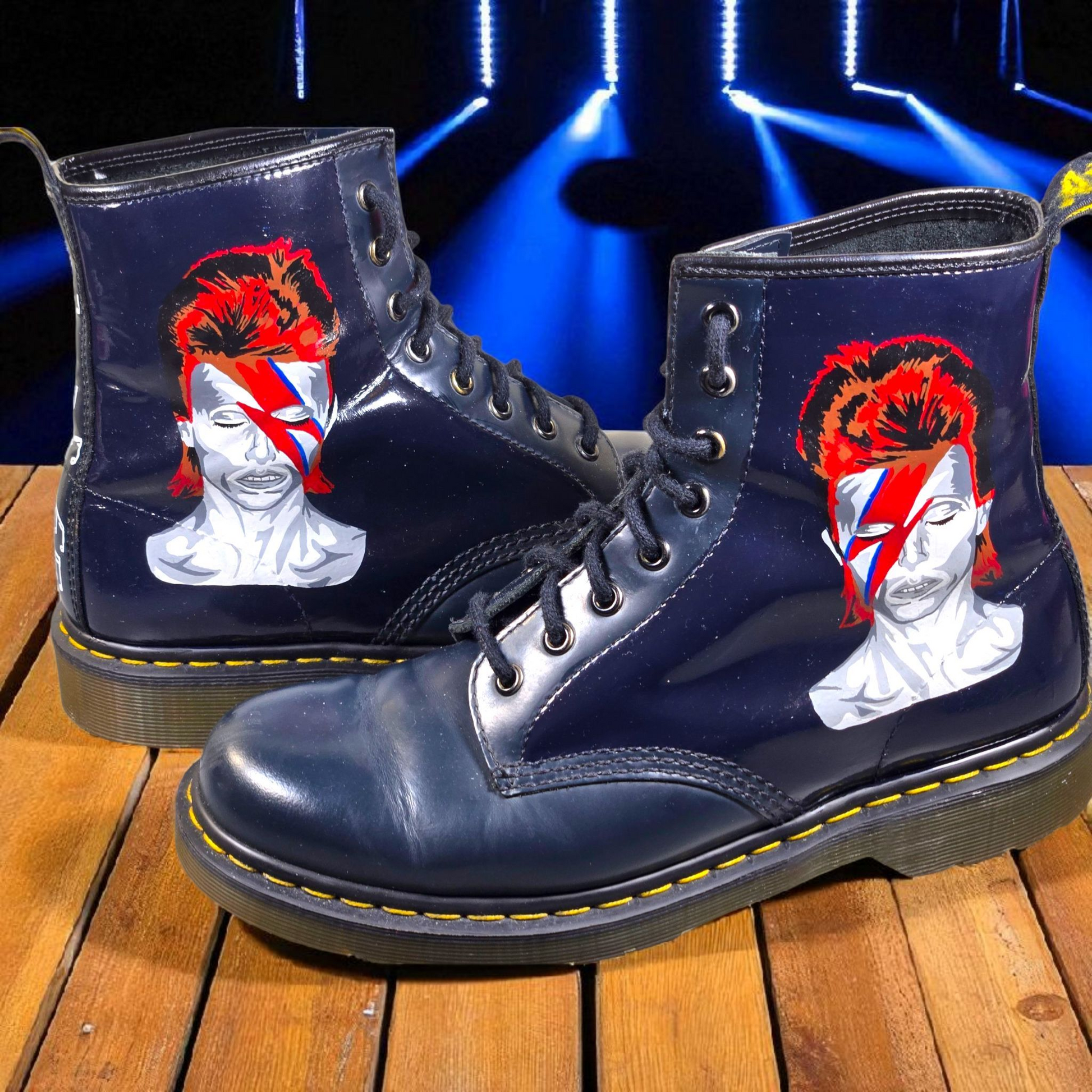 Hand-Painted David Bowie Ziggy Stardust Dr Martens