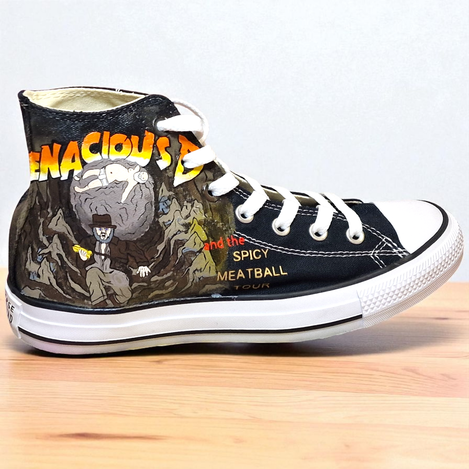 Hand-Painted Tenacious D High-Top Canvas Shoes – Custom Band Sneakers