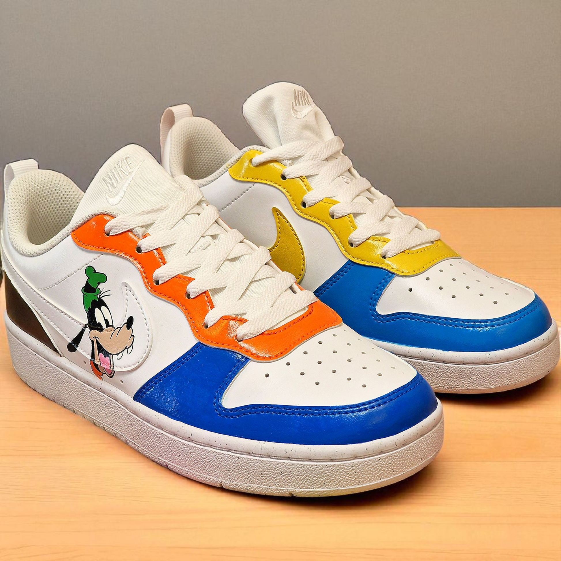 Hand-Painted Nike Court Trainers – Donald Duck & Goofy Custom Design