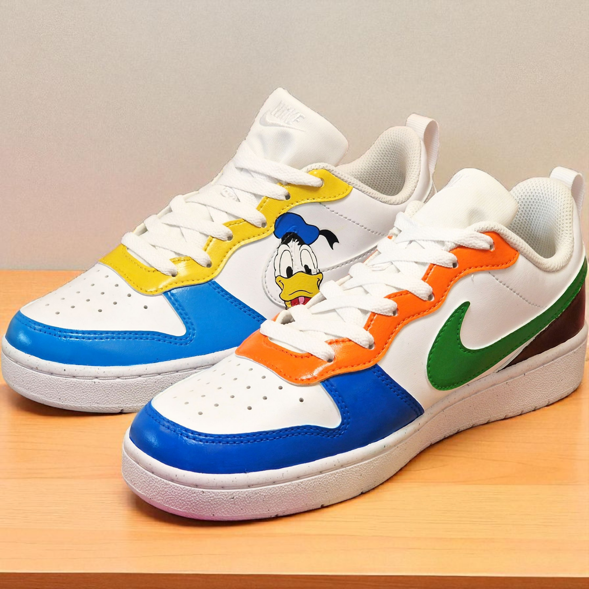 Hand-Painted Nike Court Trainers – Donald Duck & Goofy Custom Design