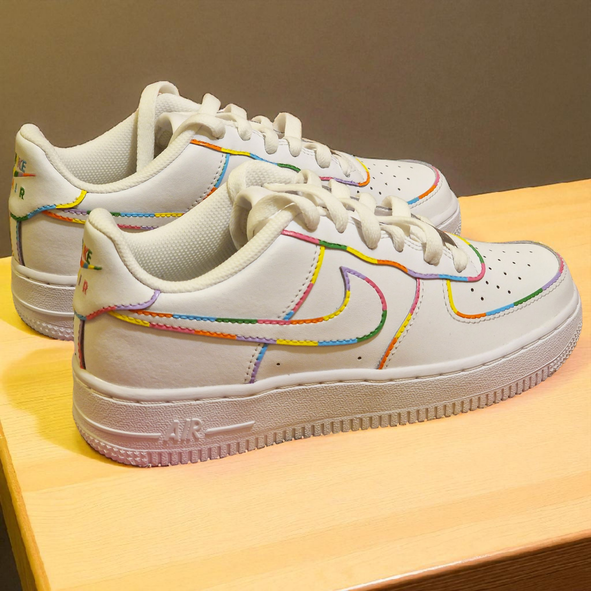 Hand-Painted Nike Air Force 1 – Custom Rainbow Design
