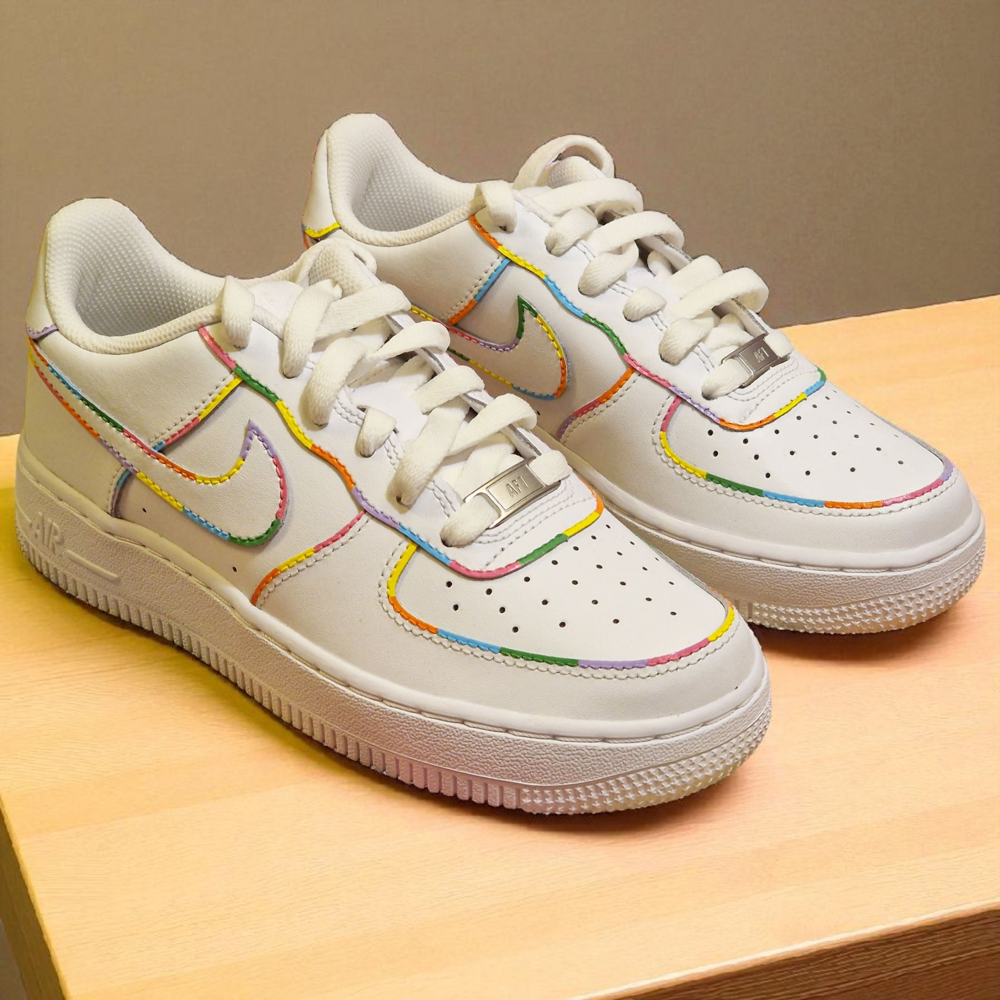 Hand-Painted Nike Air Force 1 – Custom Rainbow Design