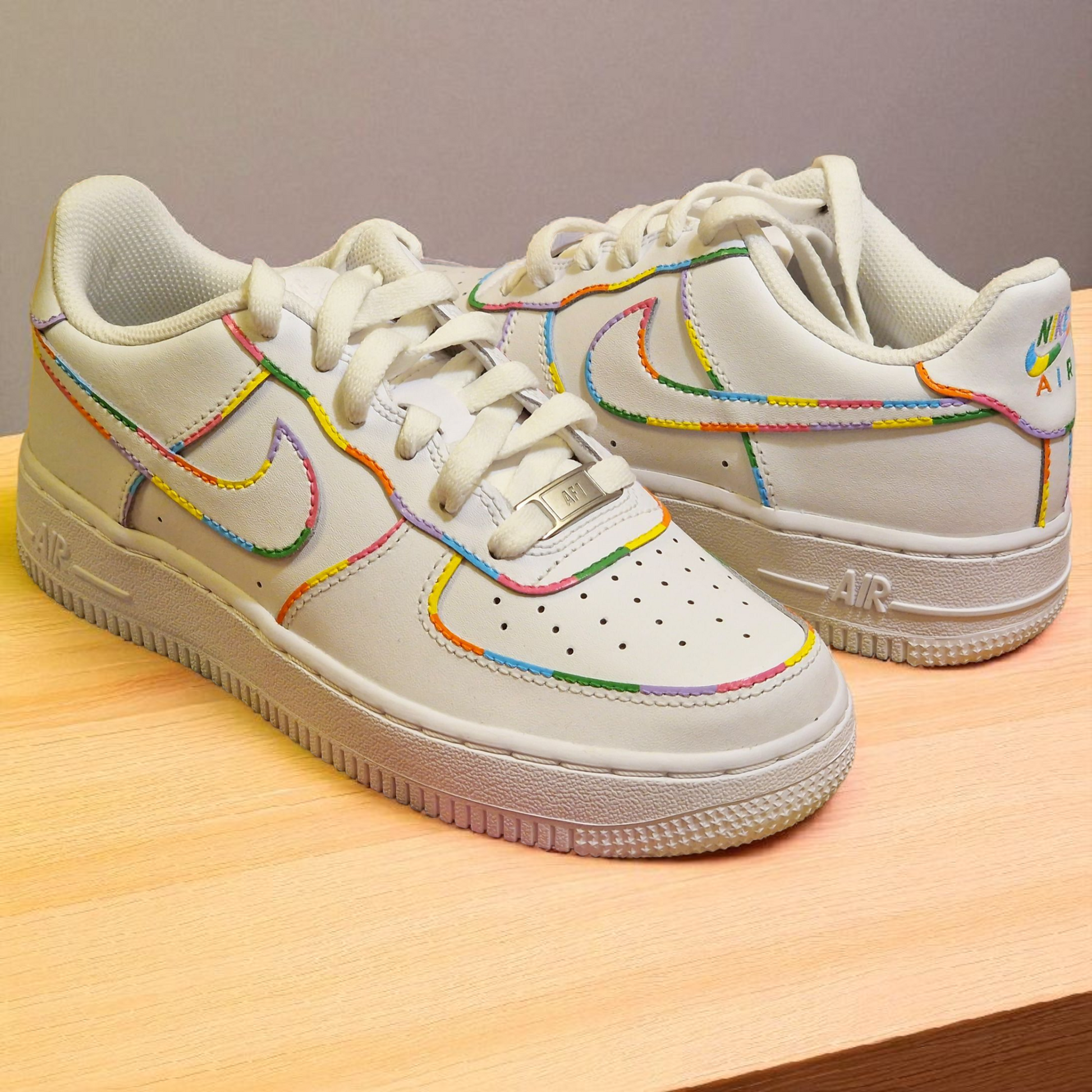 Hand-Painted Nike Air Force 1 – Custom Rainbow Design