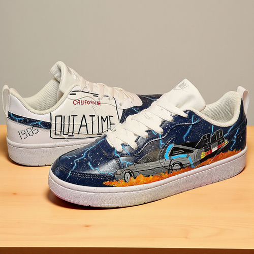 Back to the Future Custom Painted Nike Trainers – Limited Edition Handcrafted Sneakers