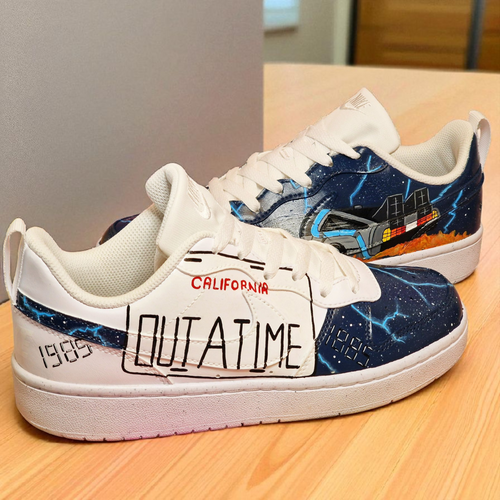 Back to the Future Custom Painted Nike Trainers – Limited Edition Handcrafted Sneakers