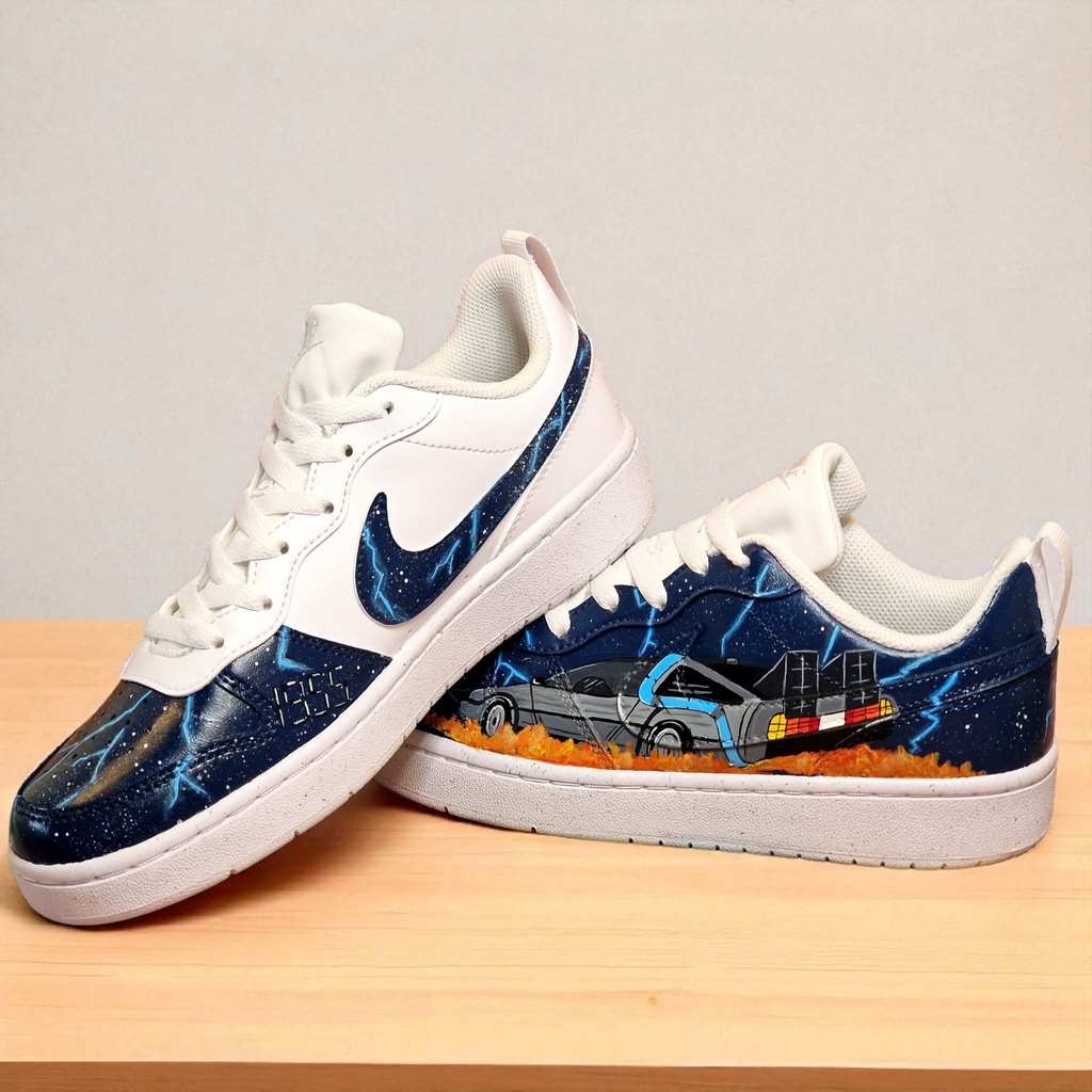 Back to the Future Custom Painted Nike Trainers – Limited Edition Handcrafted Sneakers