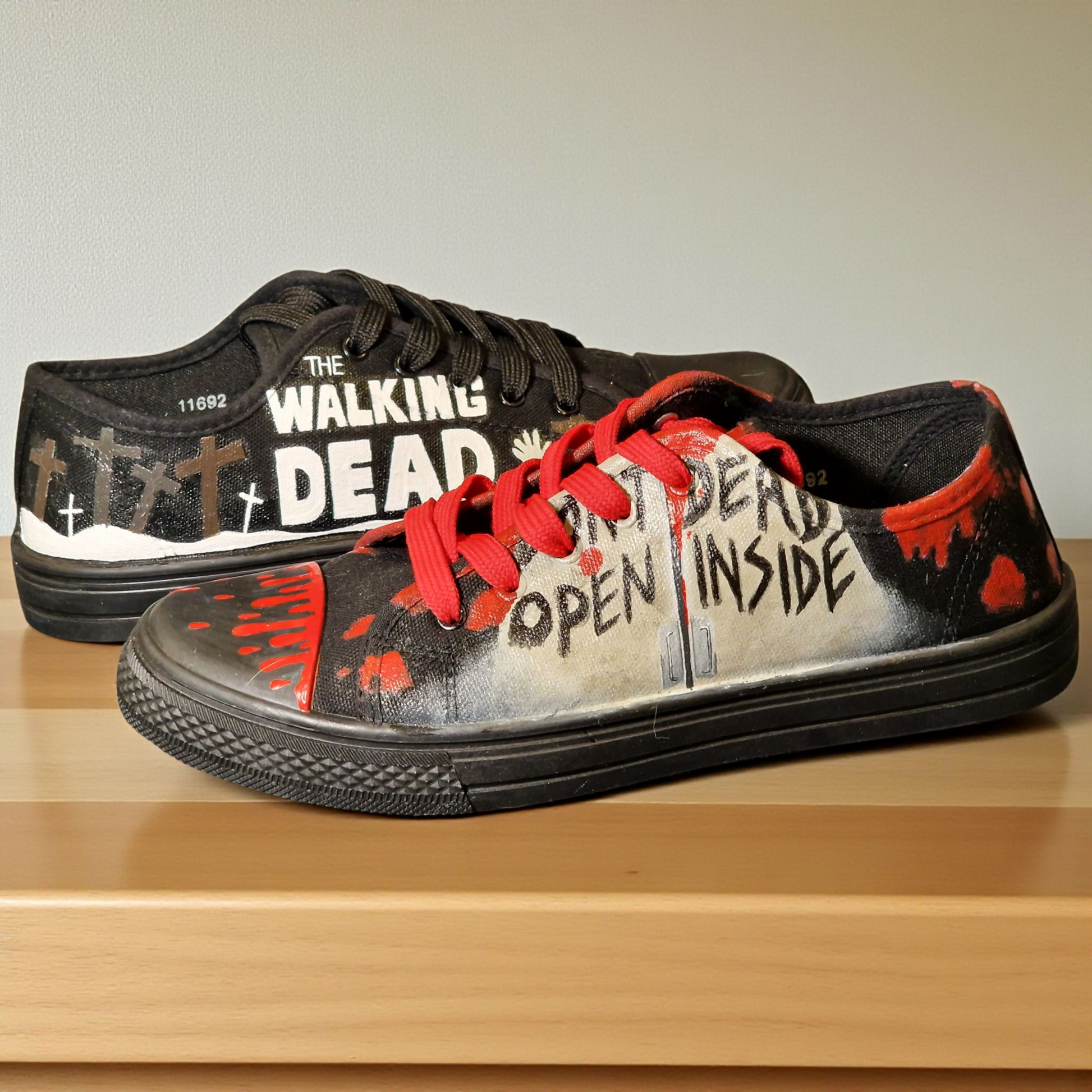 The Walking Dead Hand-Painted Canvas Trainers – Custom Zombie Art Sneakers