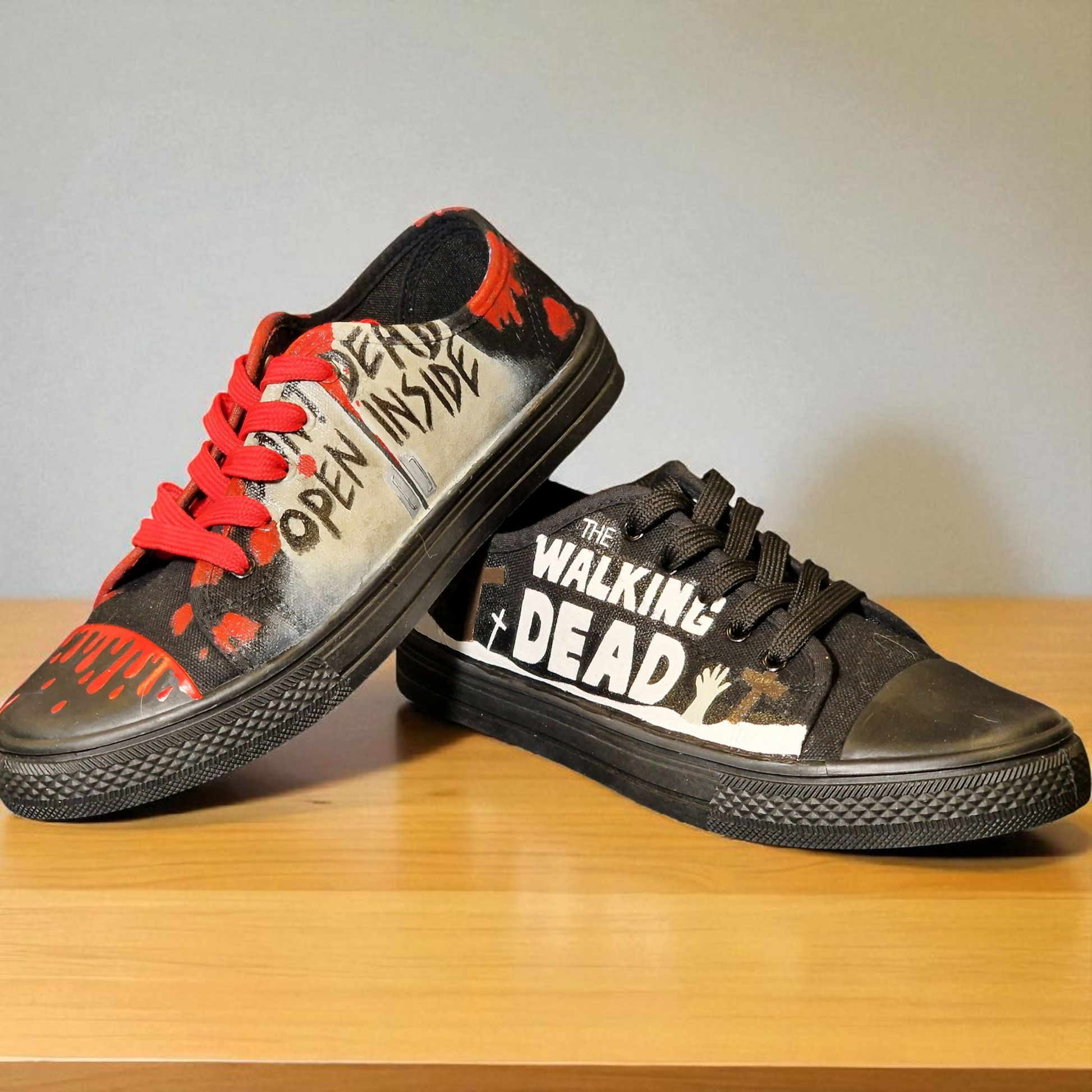 The Walking Dead Hand-Painted Canvas Trainers – Custom Zombie Art Sneakers