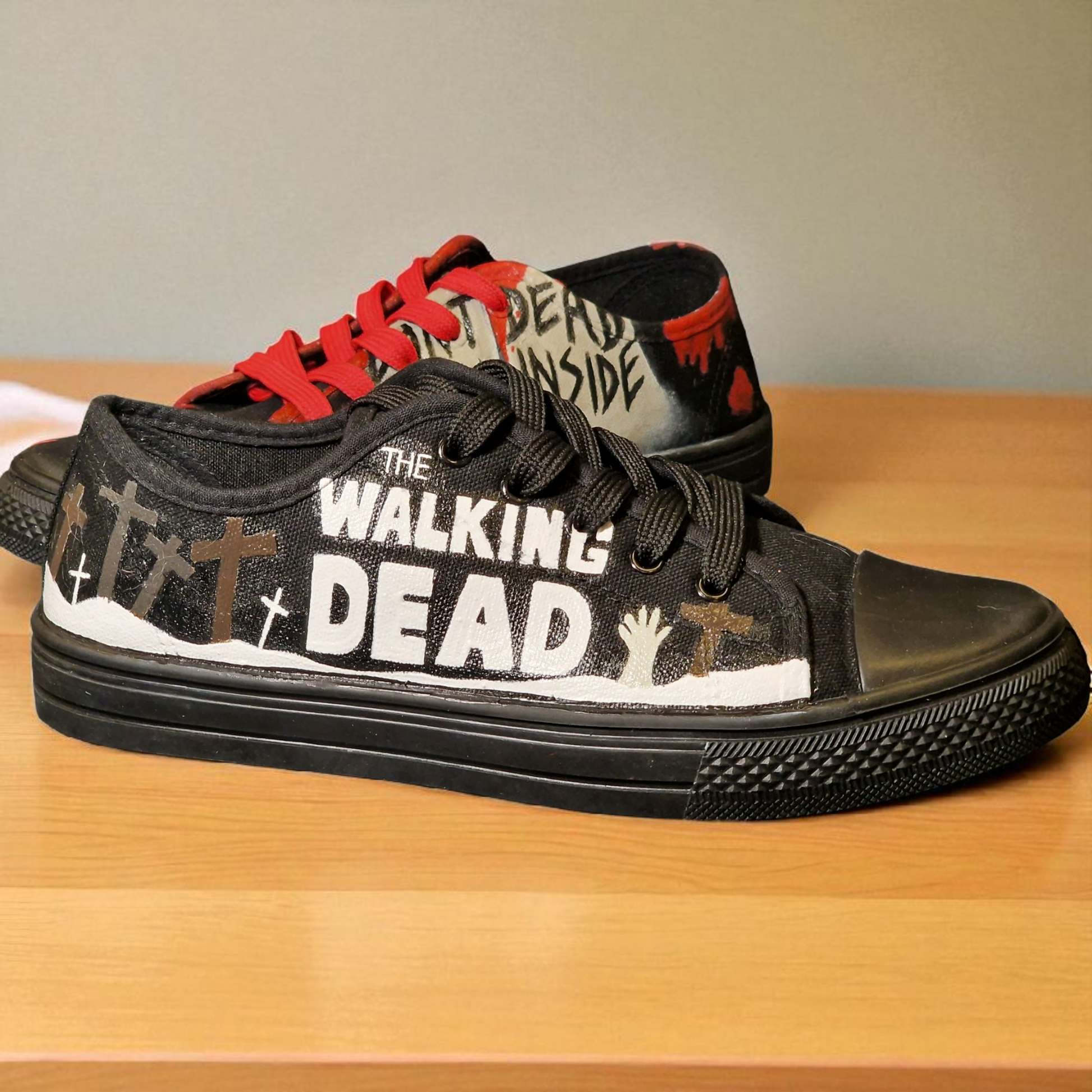 The Walking Dead Hand-Painted Canvas Trainers – Custom Zombie Art Sneakers