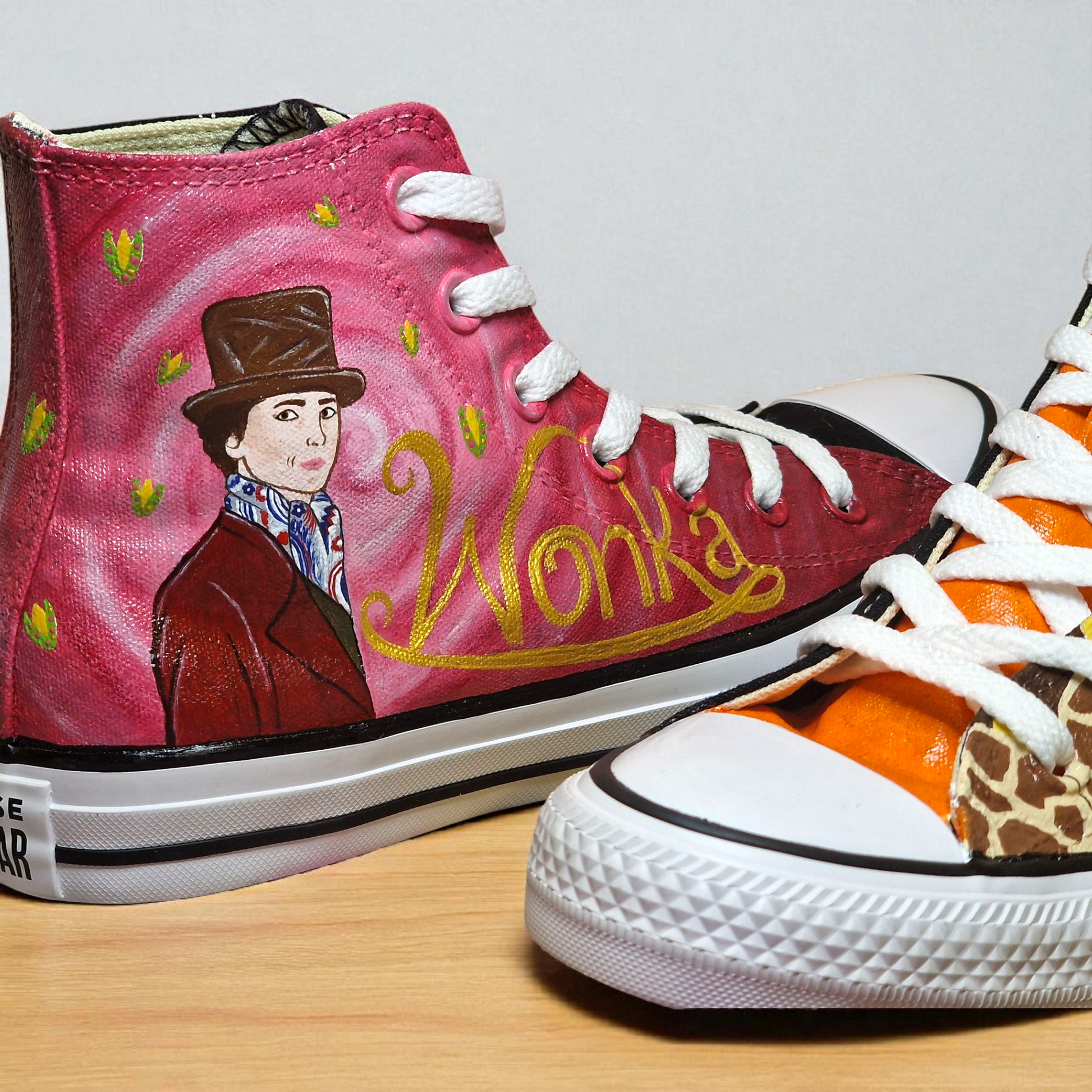Custom Hand-Painted Wonka Canvas Shoes | Unique Willy Wonka Sneakers