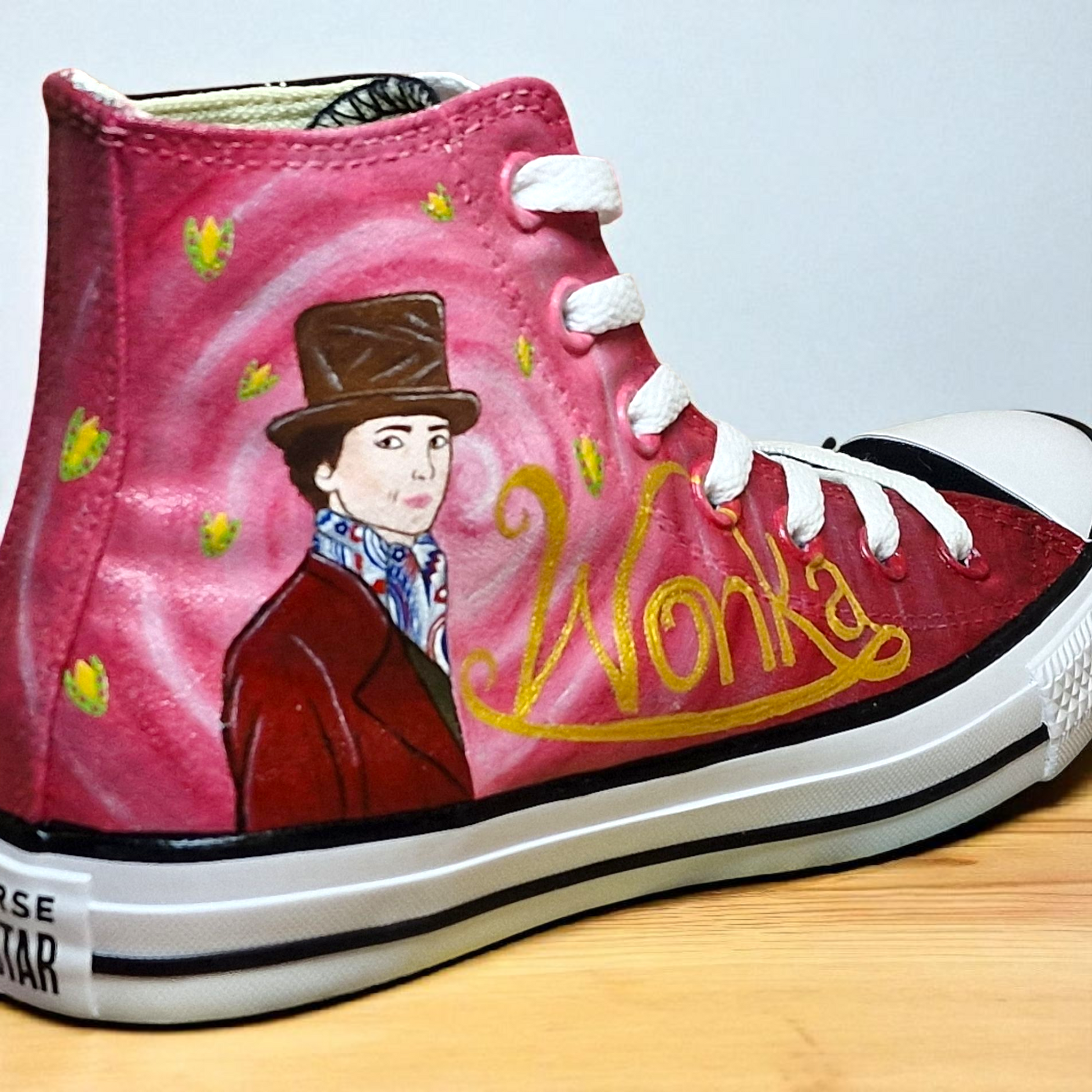 Custom Hand-Painted Wonka Canvas Shoes | Unique Willy Wonka Sneakers