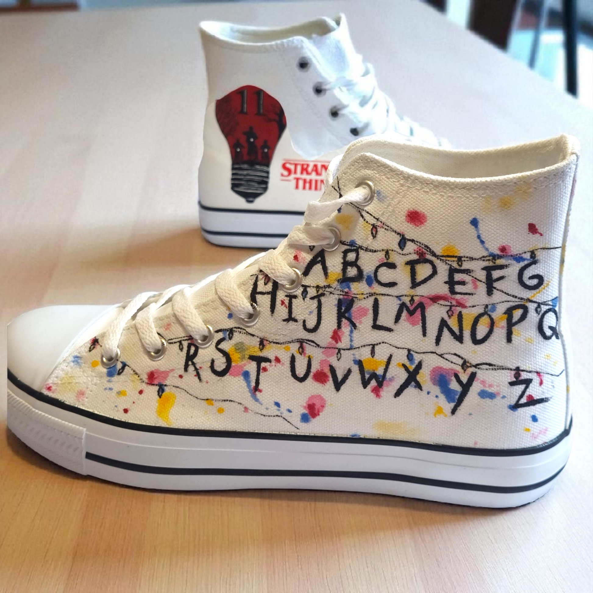 Custom Hand-Painted Stranger Things Canvas Trainers | Unique Hawkins Inspired Sneakers