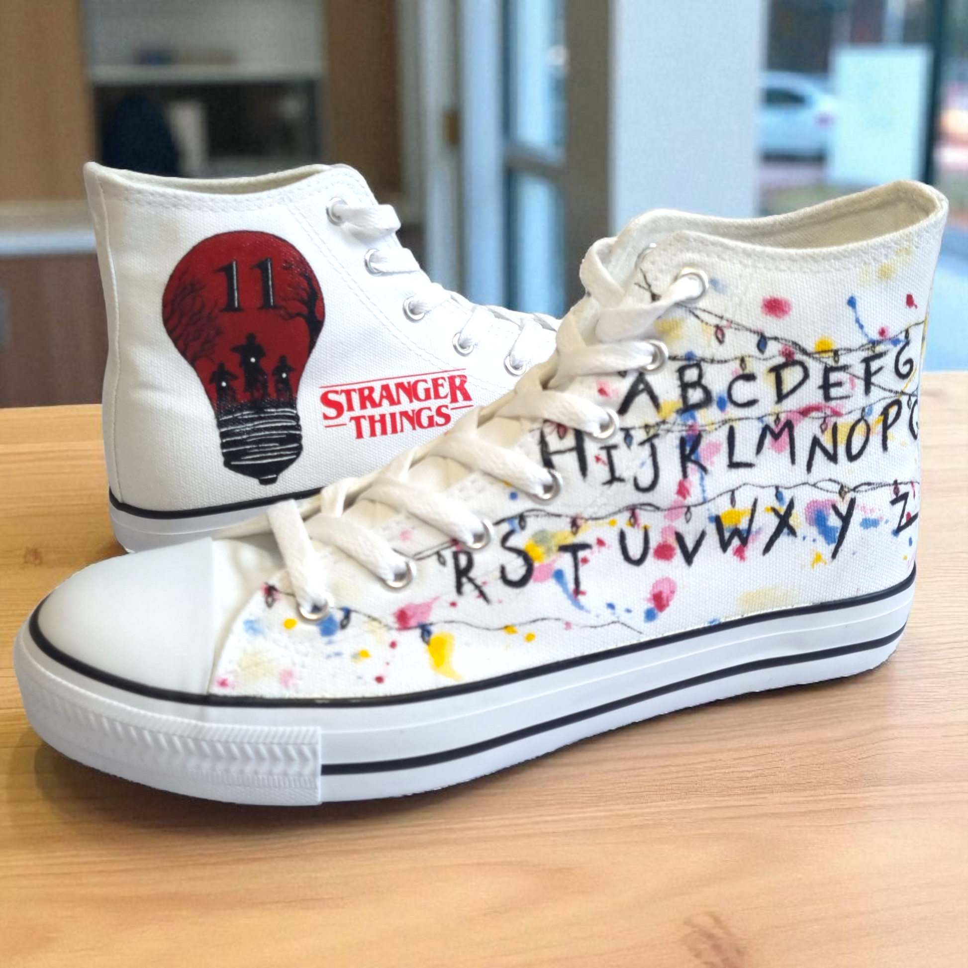 Custom Hand-Painted Stranger Things Canvas Trainers | Unique Hawkins Inspired Sneakers