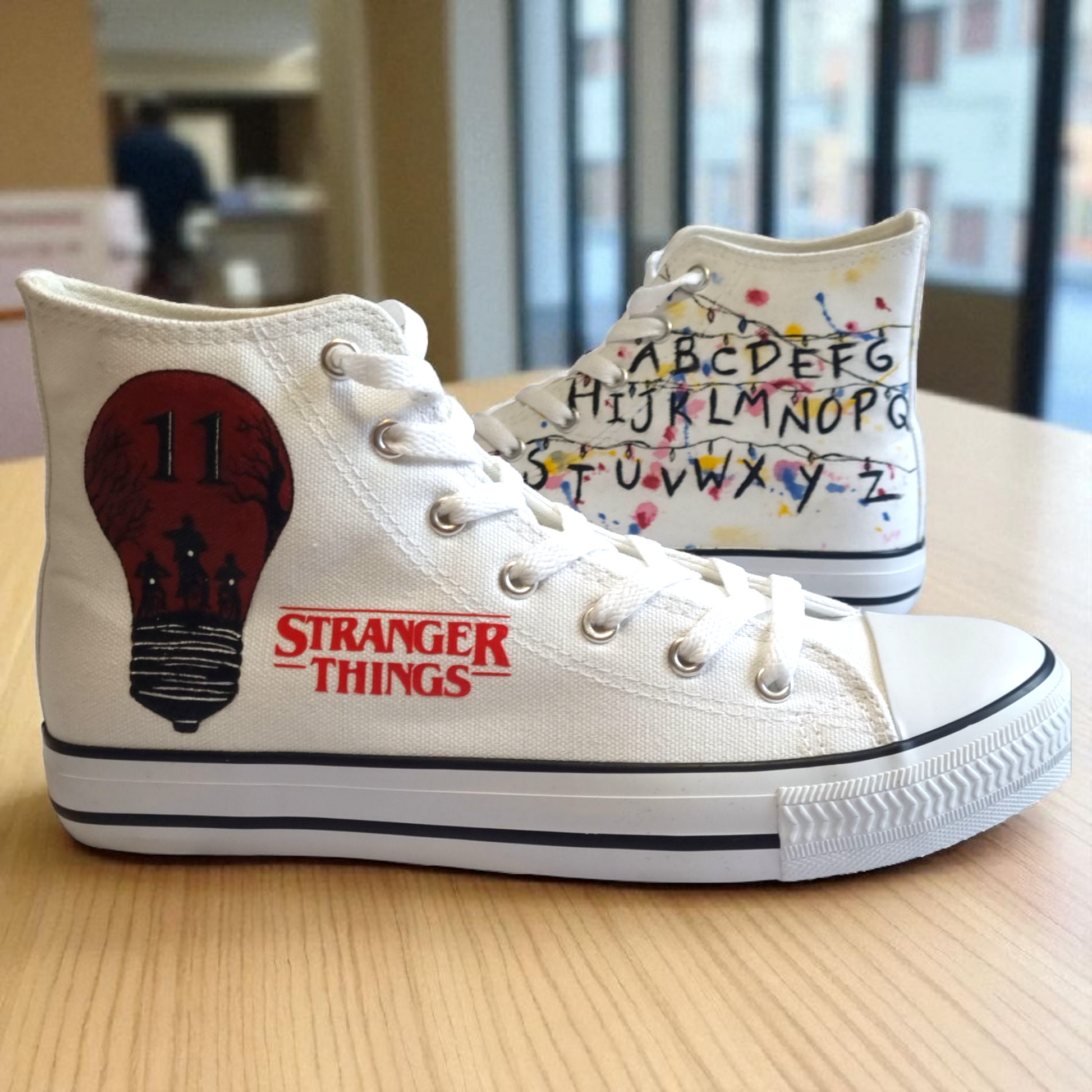 Custom Hand-Painted Stranger Things Canvas Trainers | Unique Hawkins Inspired Sneakers