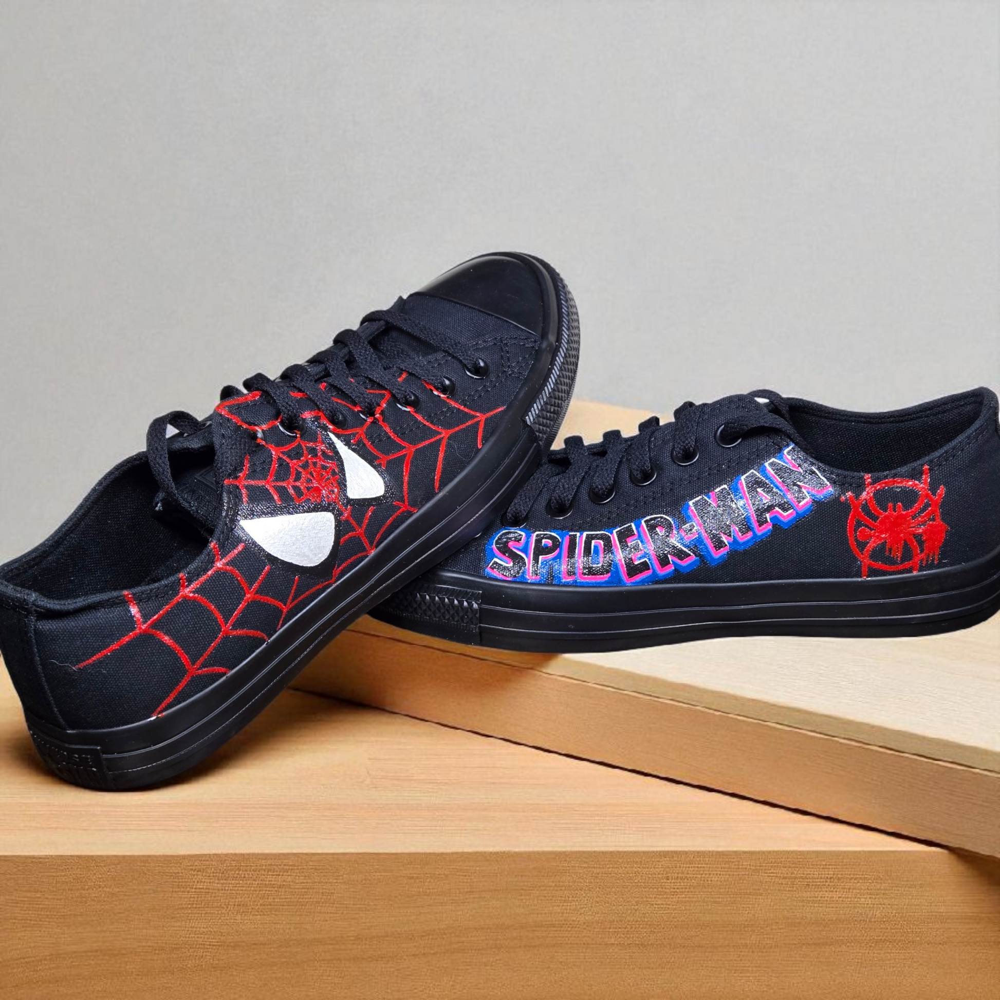 Custom Spiderman Canvas Trainers – Hand-Painted Superhero Shoes