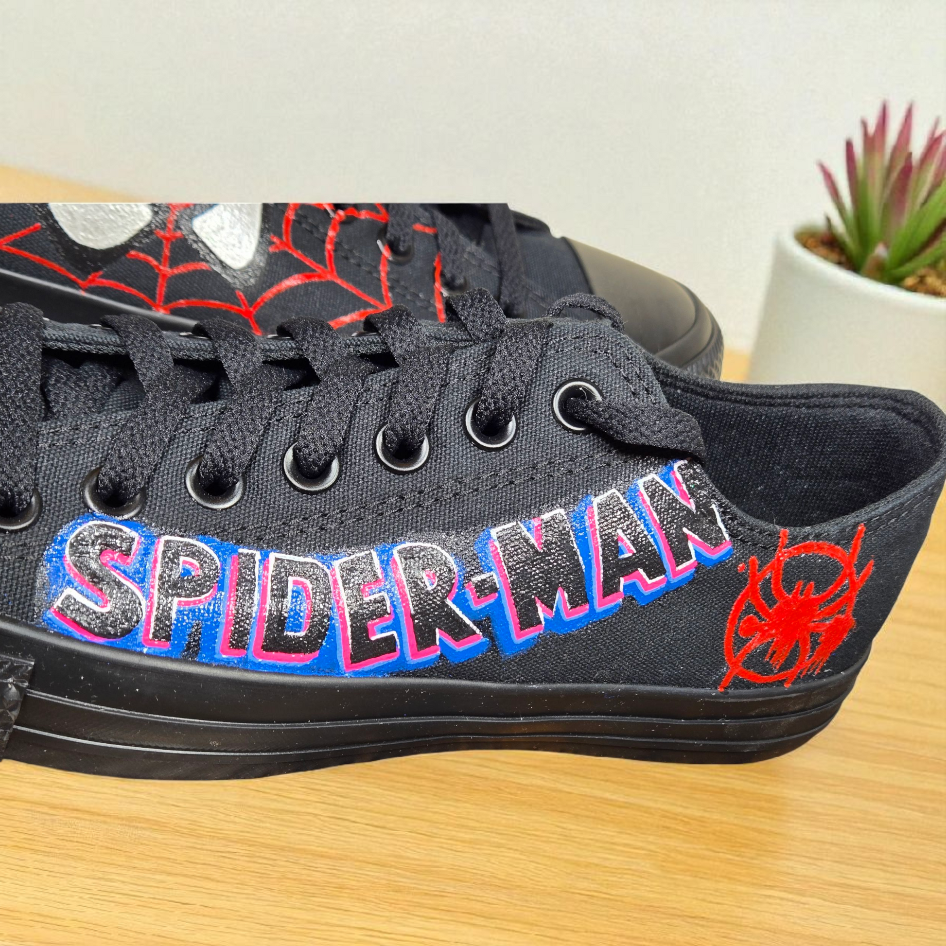 Custom Spiderman Canvas Trainers – Hand-Painted Superhero Shoes