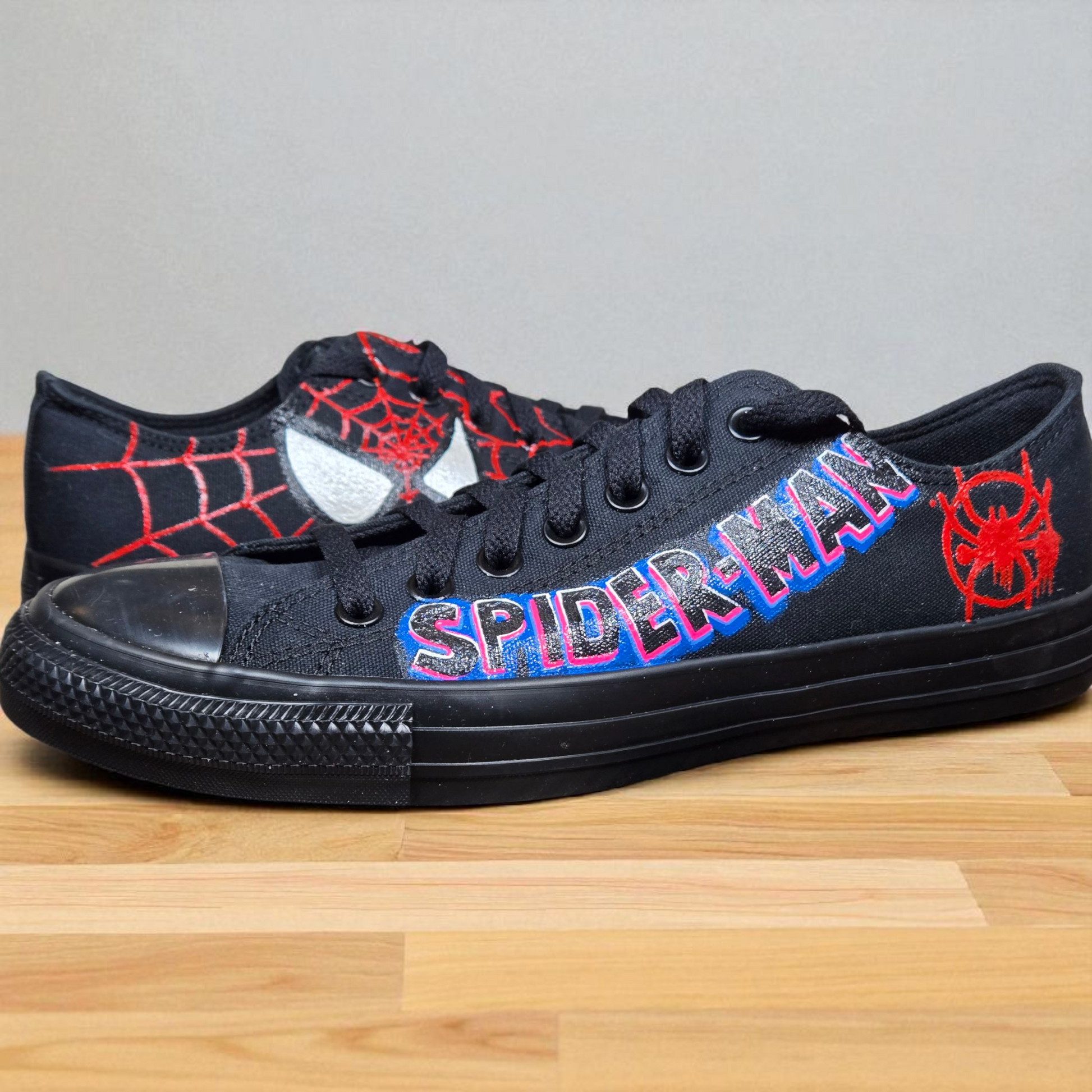 Custom Spiderman Canvas Trainers – Hand-Painted Superhero Shoes