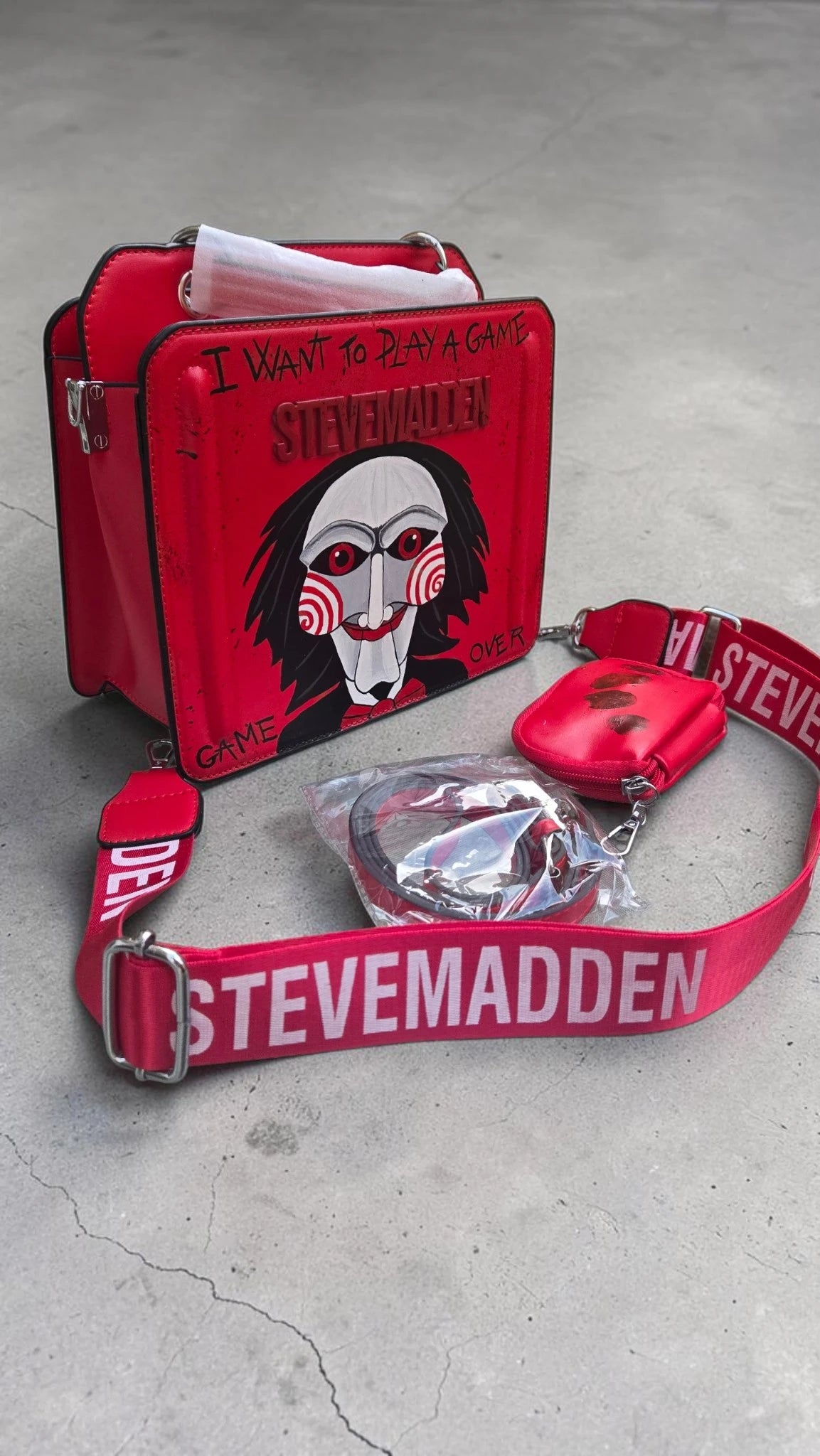 Custom Hand-Painted Steve Madden Crossbody Bag - Horror Saw Movie Art