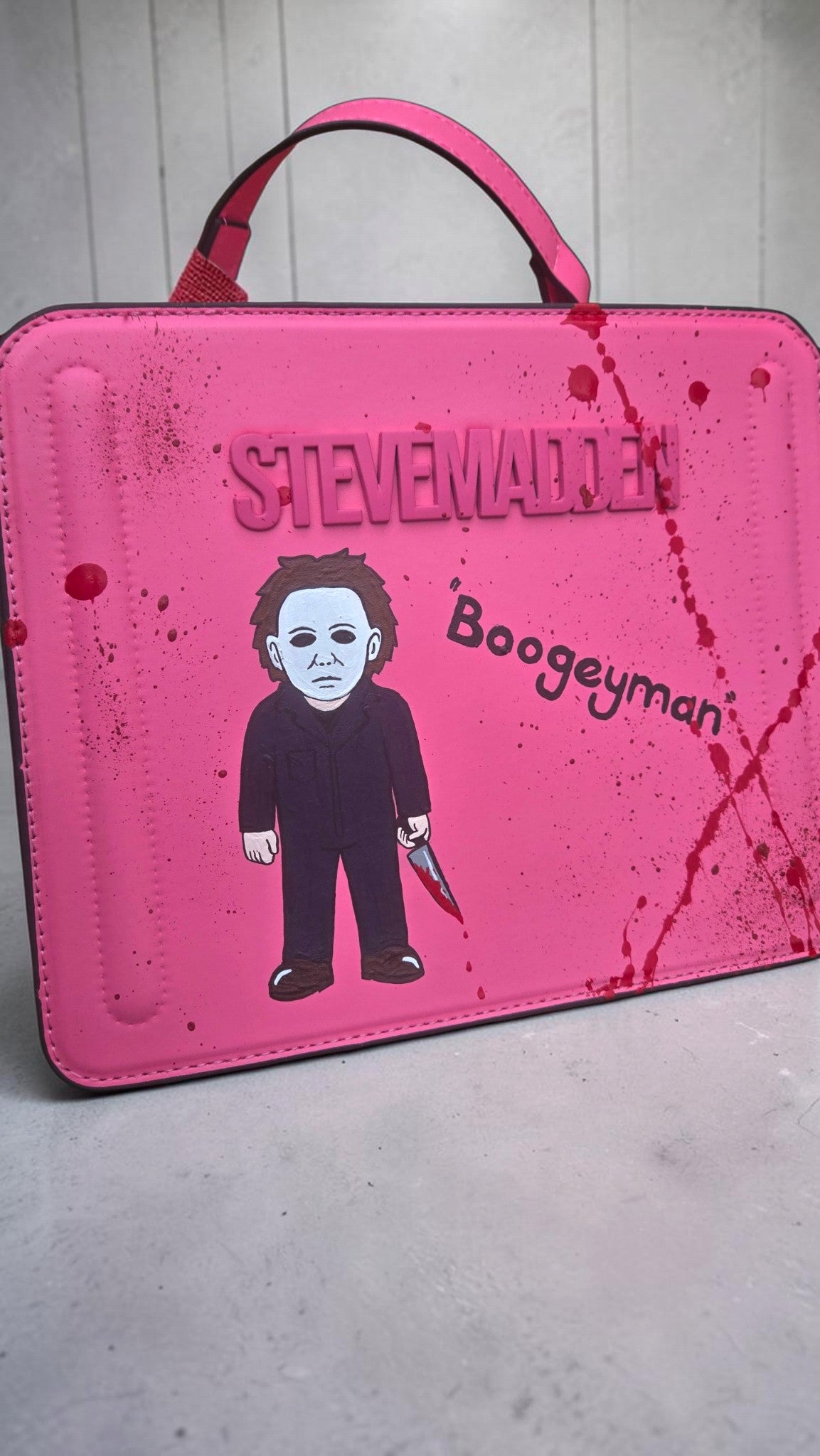 Hand-Painted Steve Madden Pink Horror Boogeyman Shoulder Bag