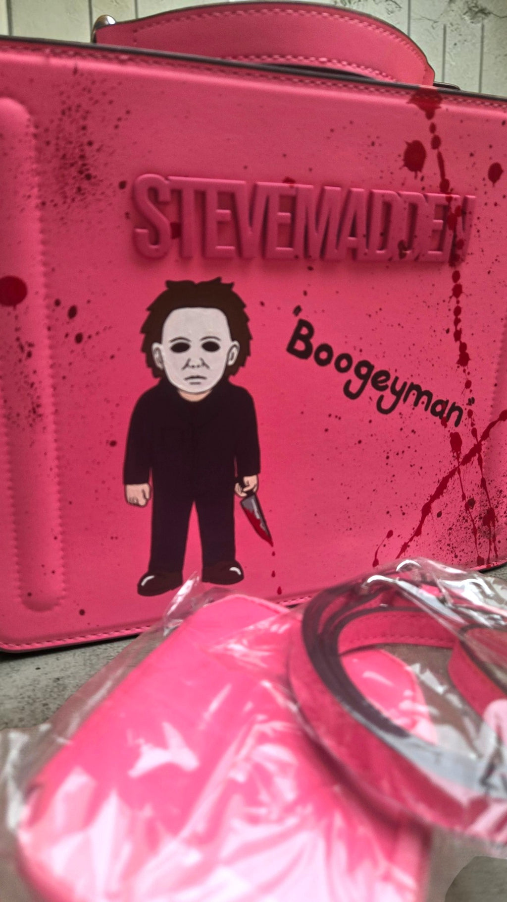 Hand-Painted Steve Madden Pink Horror Boogeyman Shoulder Bag