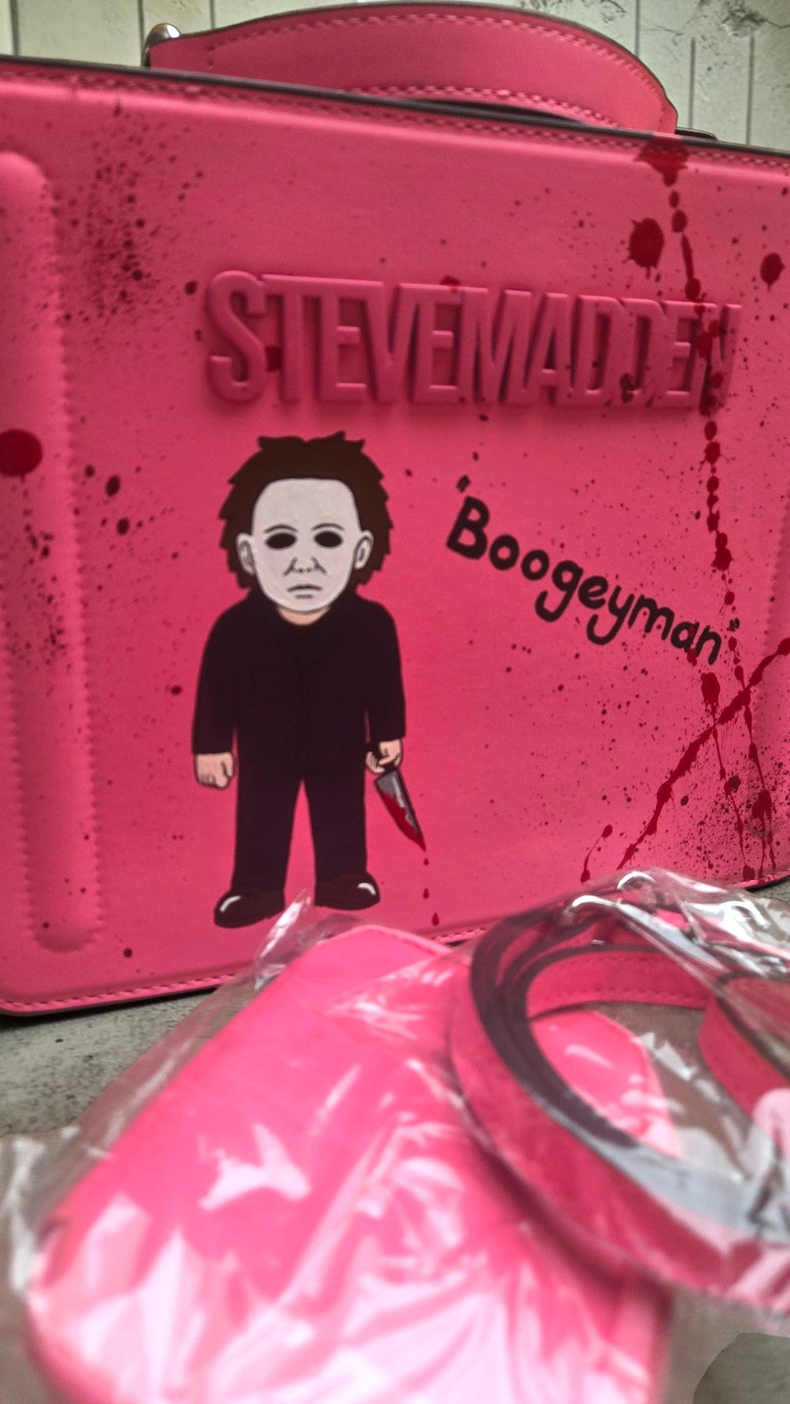 Hand-Painted Steve Madden Pink Horror Boogeyman Shoulder Bag