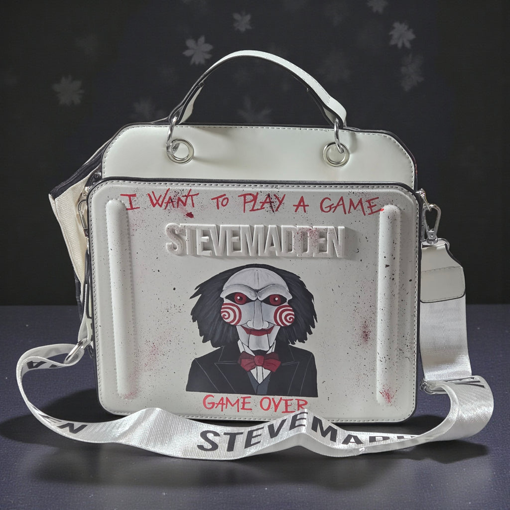 Hand-Painted Custom Saw Jigsaw Steve Madden Bag | Horror Movie Crossbody Bag