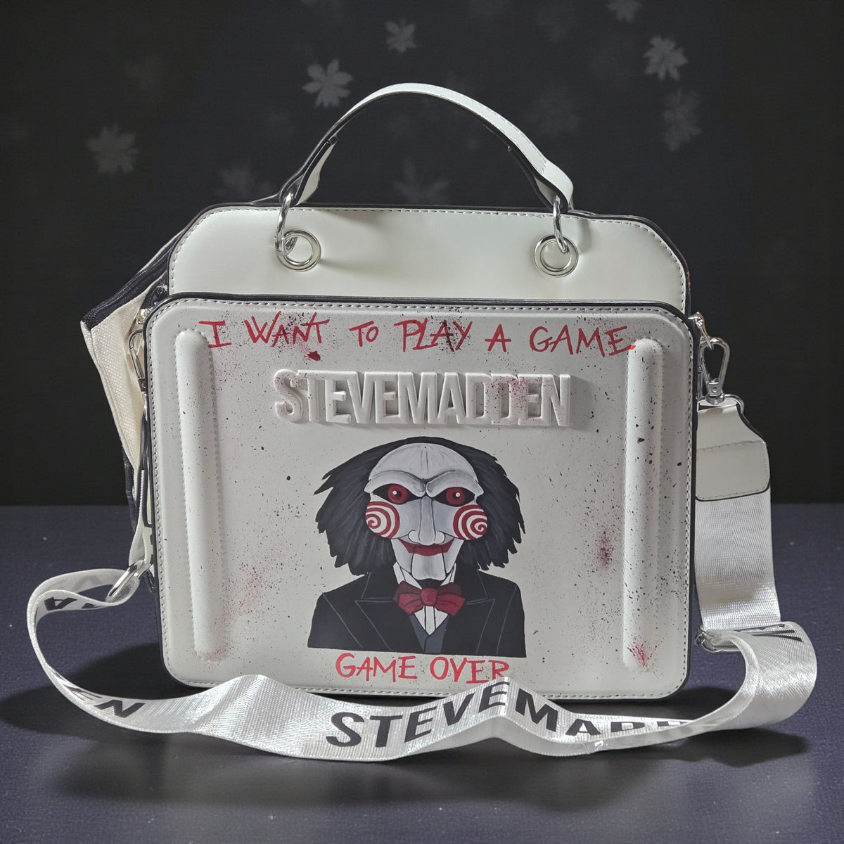 Hand-Painted Custom Saw Jigsaw Steve Madden Bag | Horror Movie Crossbody Bag