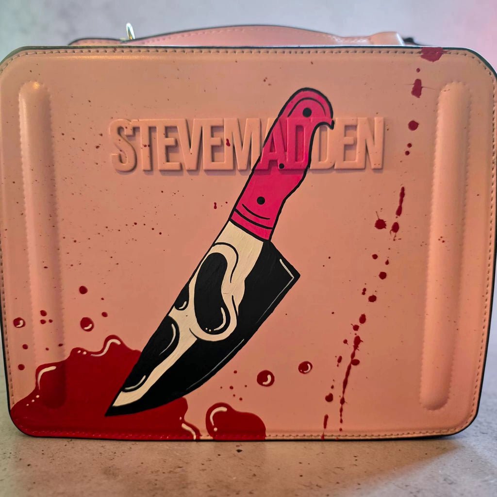 Hand-Painted Steve Madden Crossbody Bag – Unique Horror-Inspired Knife Design | One-of-a-Kind Artwork