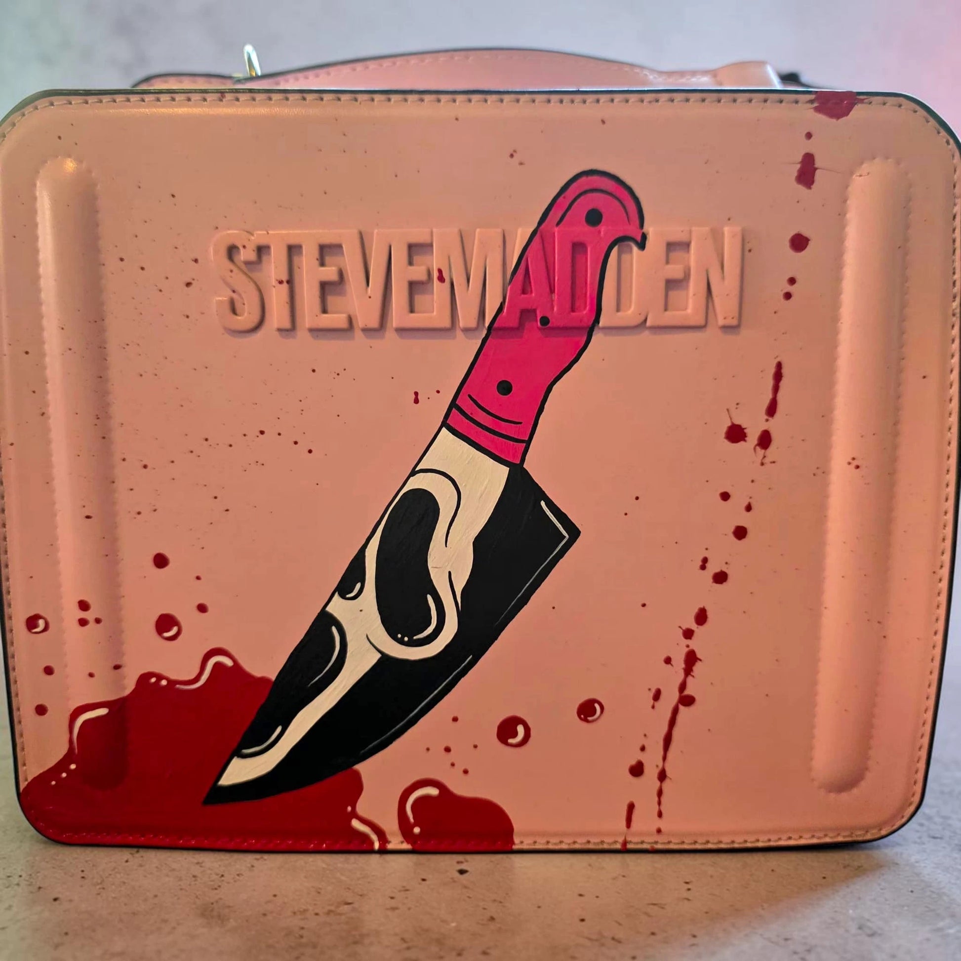 Hand-Painted Steve Madden Crossbody Bag – Unique Horror-Inspired Knife Design | One-of-a-Kind Artwork