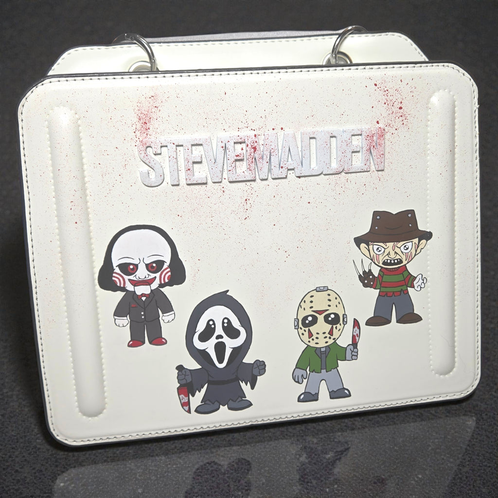 Custom Hand-Painted Horror Villains Steve Madden Bag – Ghostface, Jason, Freddy & Jigsaw