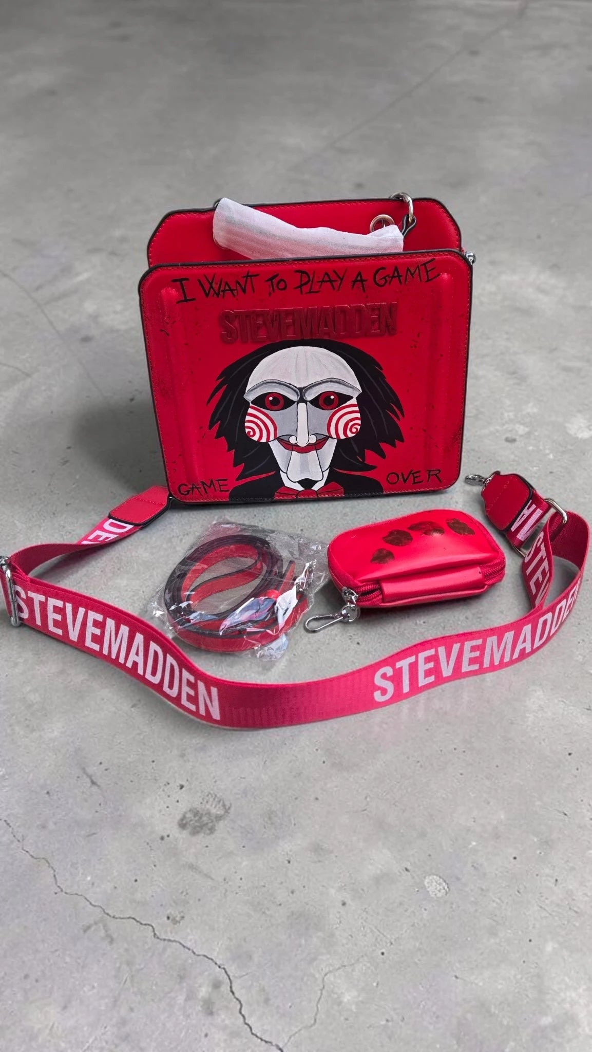 Custom Hand-Painted Steve Madden Crossbody Bag - Horror Saw Movie Art