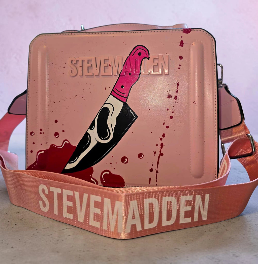 Hand-Painted Steve Madden Crossbody Bag – Unique Horror-Inspired Knife Design | One-of-a-Kind Artwork