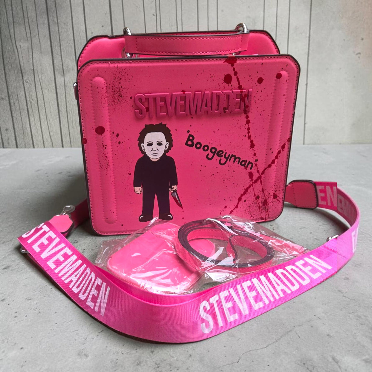 Hand-Painted Steve Madden Pink Horror Boogeyman Shoulder Bag