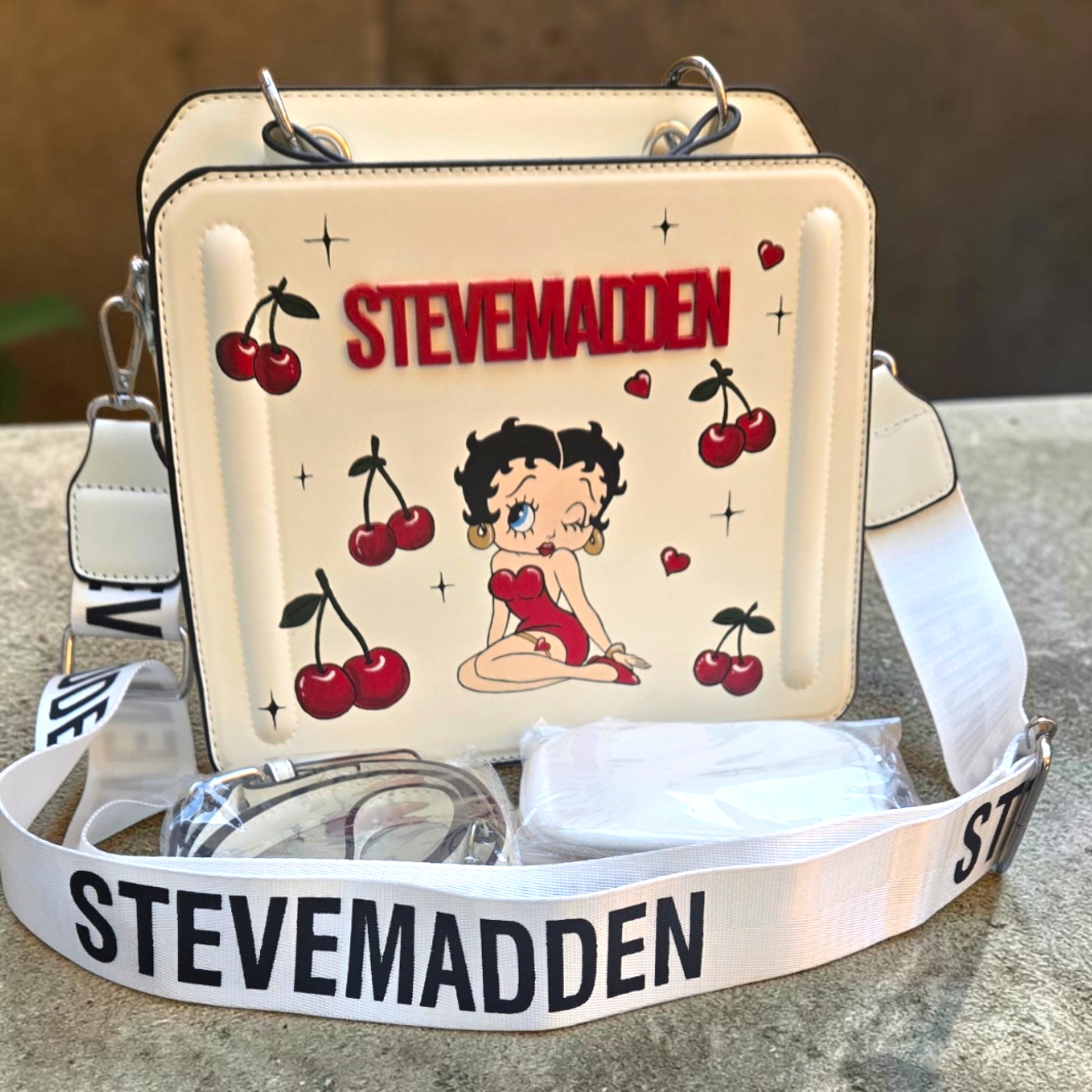 Steve Madden x Betty Boop Hand-Painted Custom Cherry Crossbody Bag
