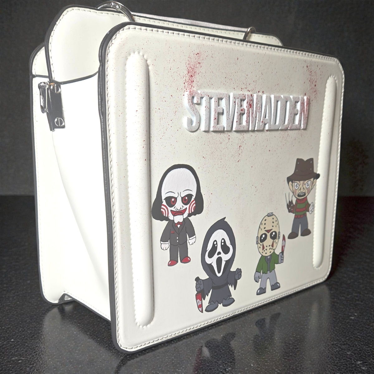 Custom Hand-Painted Horror Villains Steve Madden Bag – Ghostface, Jason, Freddy & Jigsaw