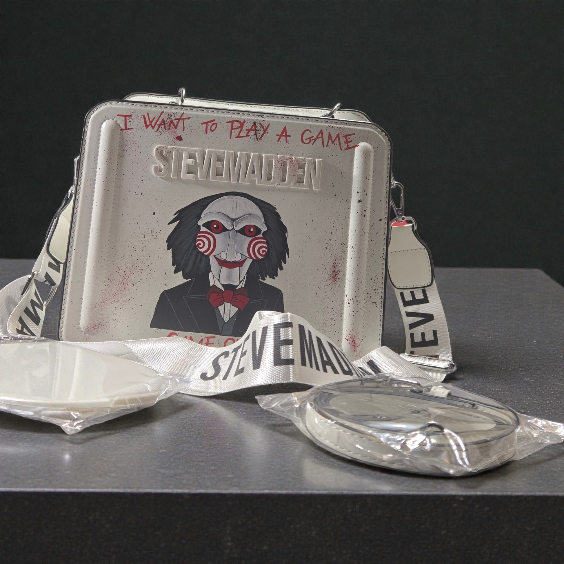 Hand-Painted Custom Saw Jigsaw Steve Madden Bag | Horror Movie Crossbody Bag