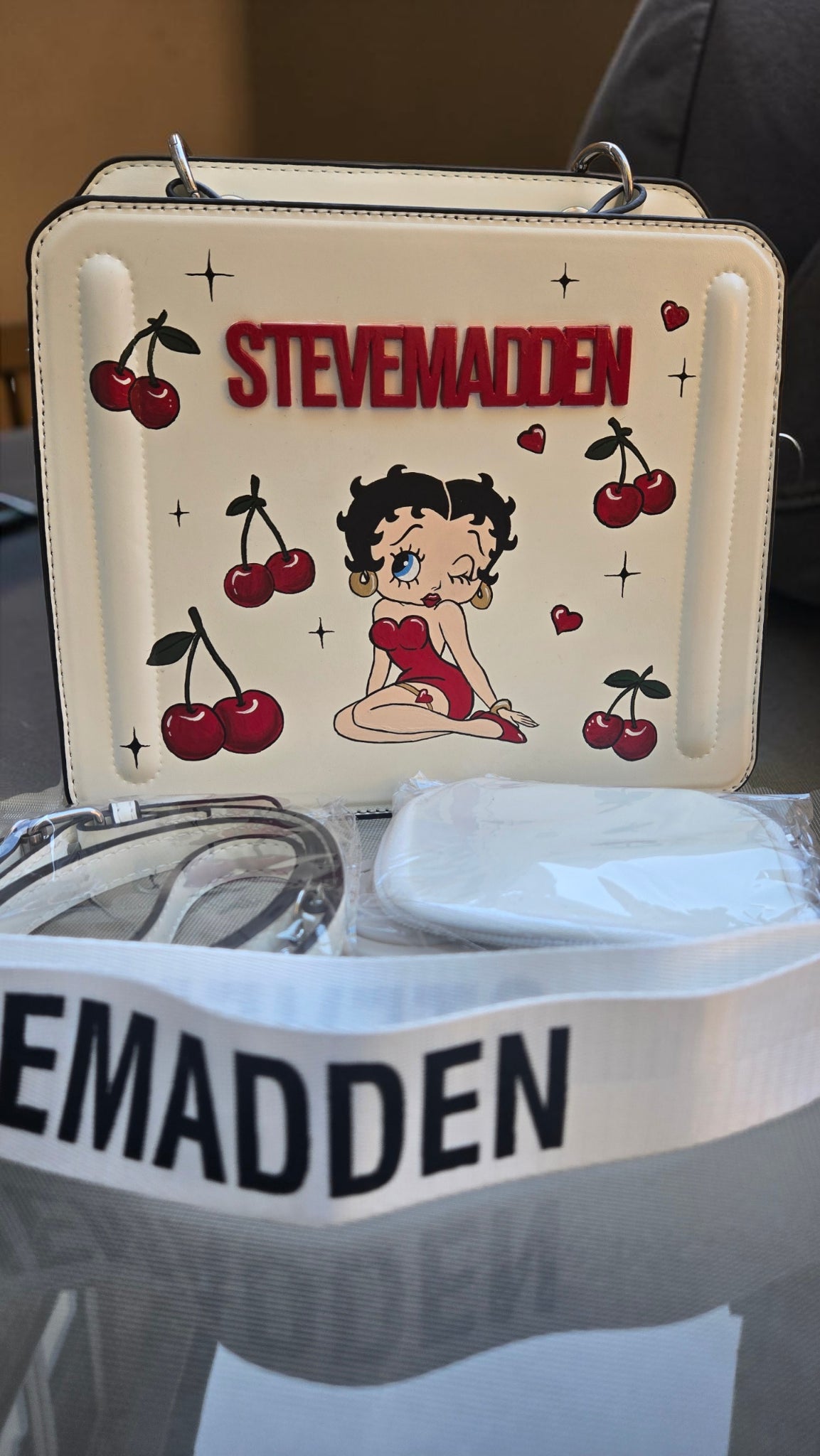 Steve Madden x Betty Boop Hand-Painted Custom Cherry Crossbody Bag