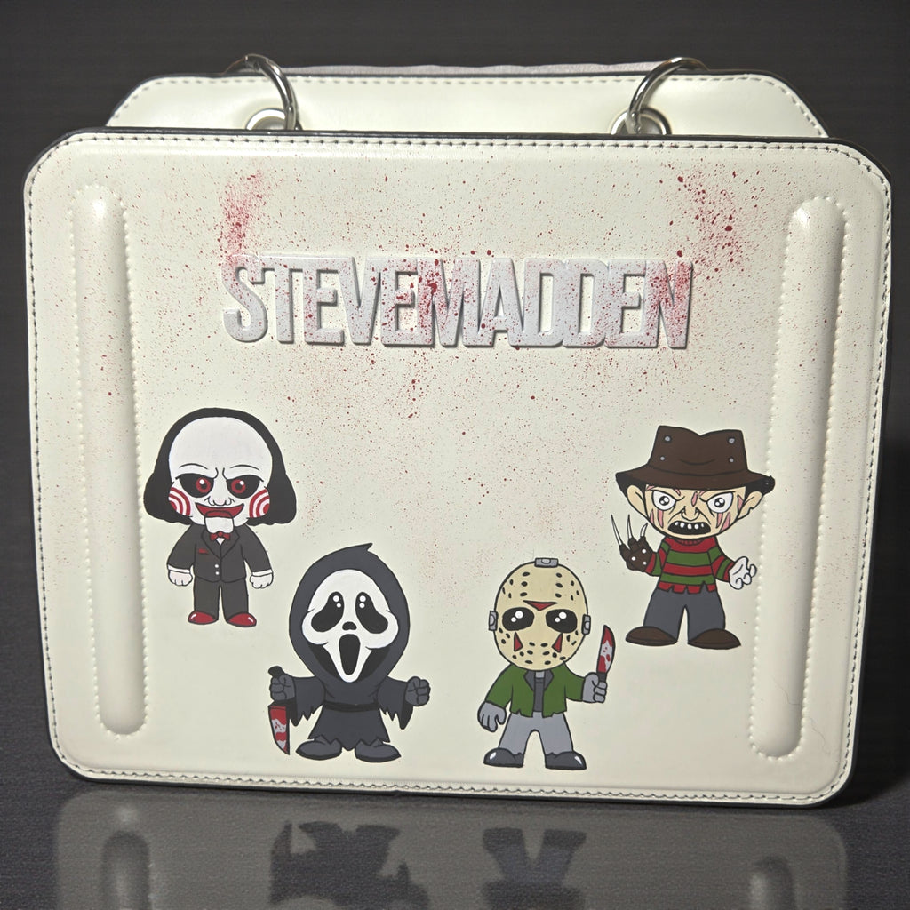 Custom Hand-Painted Horror Villains Steve Madden Bag – Ghostface, Jason, Freddy & Jigsaw