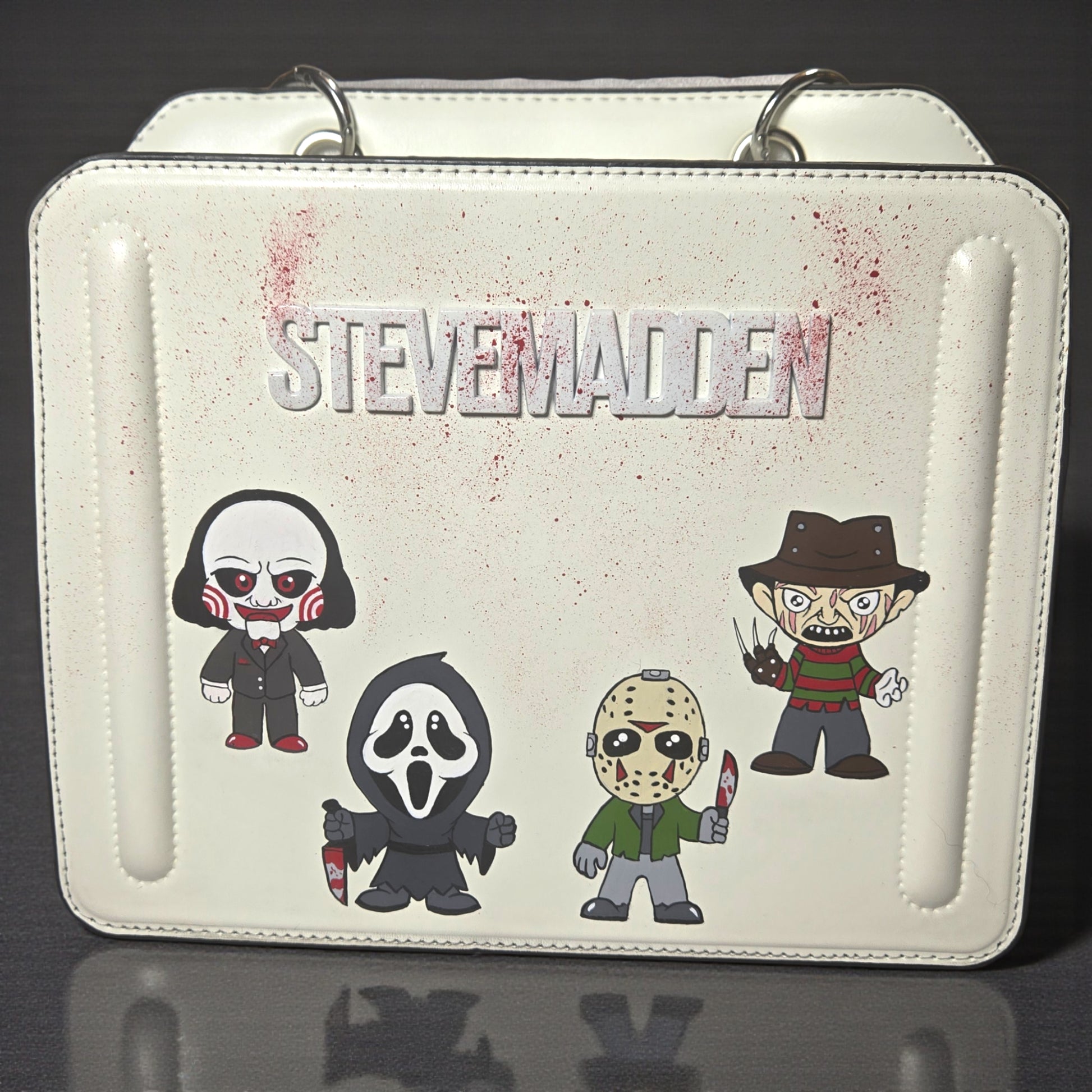 Custom Hand-Painted Horror Villains Steve Madden Bag – Ghostface, Jason, Freddy & Jigsaw